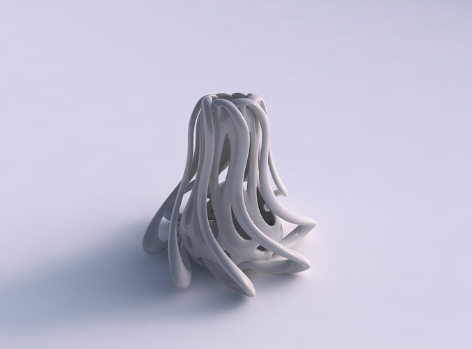 Vase double twisted wide bottom with collapsed top eccentric