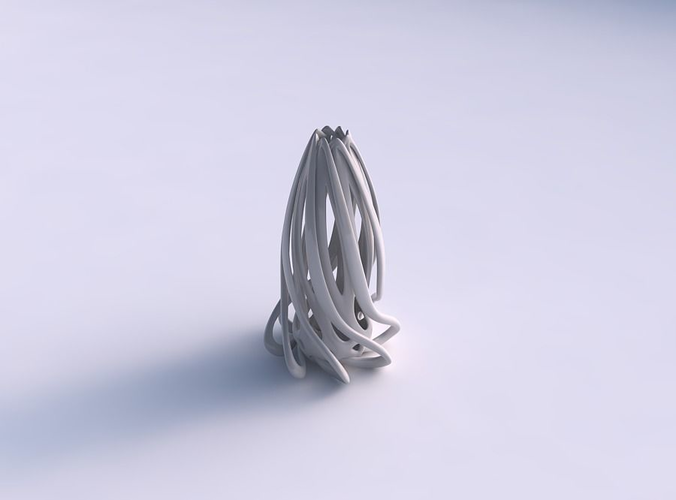 Vase double twisted cylindrical with collapsed top long neck