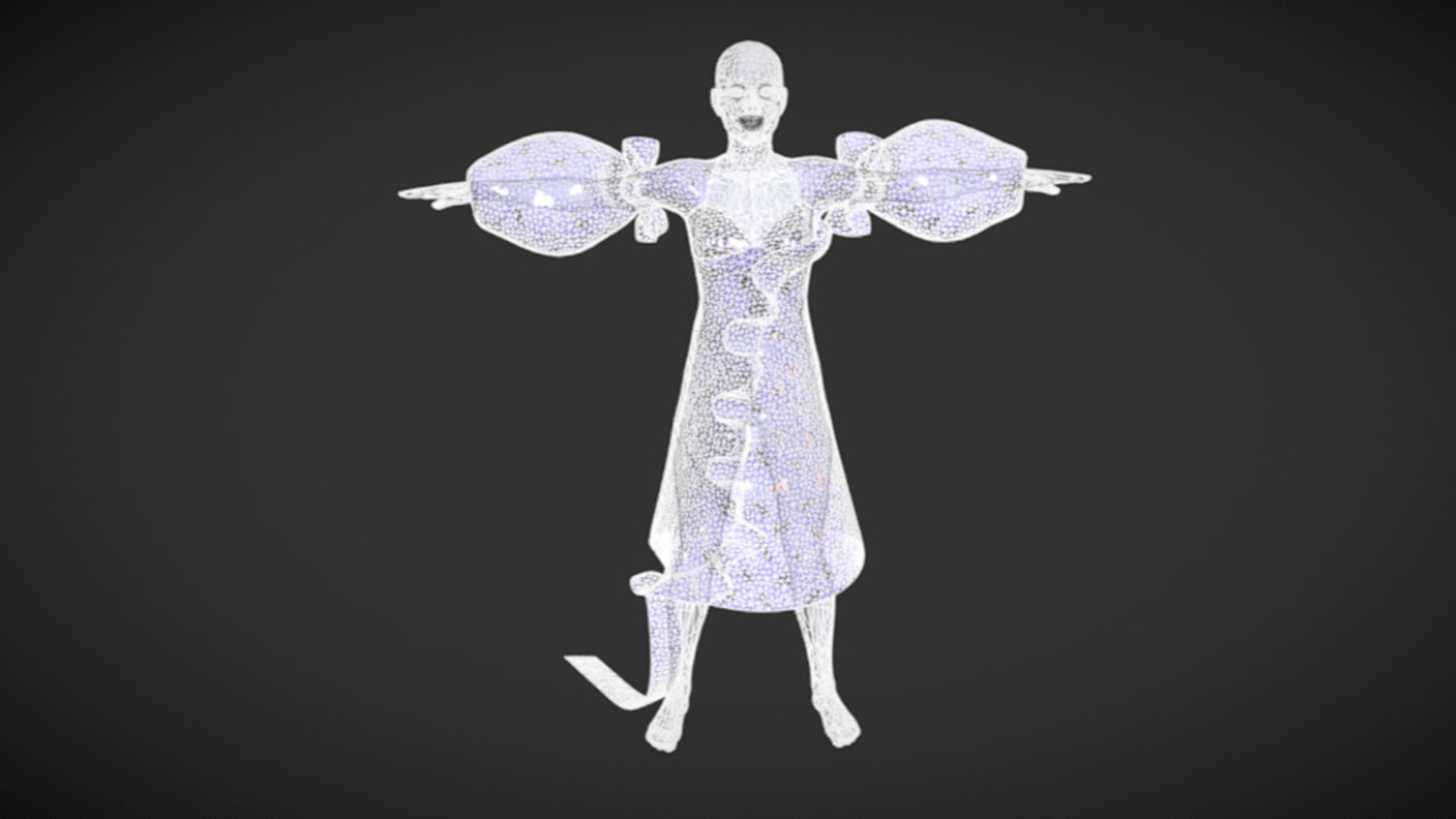 Ladies Puffy Party Dress With Genesis 8 In Low Poly Low-poly 3D model_1