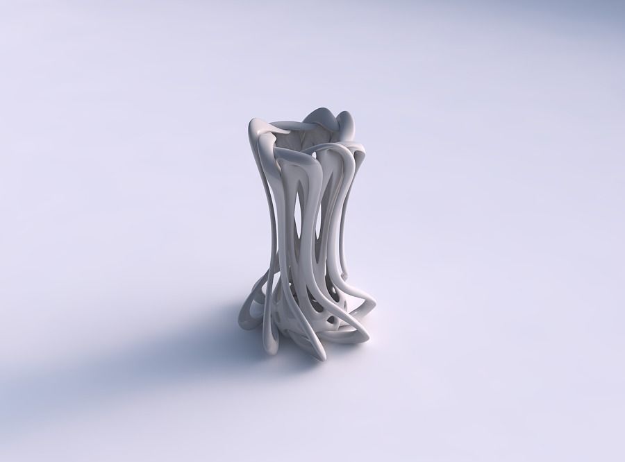 Vase double twisted cylindrical with collapsed top streched a... 3D print model_0