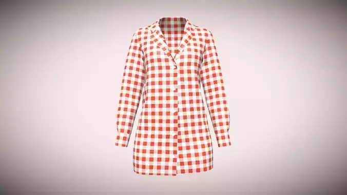 Ladies Red Striped Print Shirt In Low Poly
