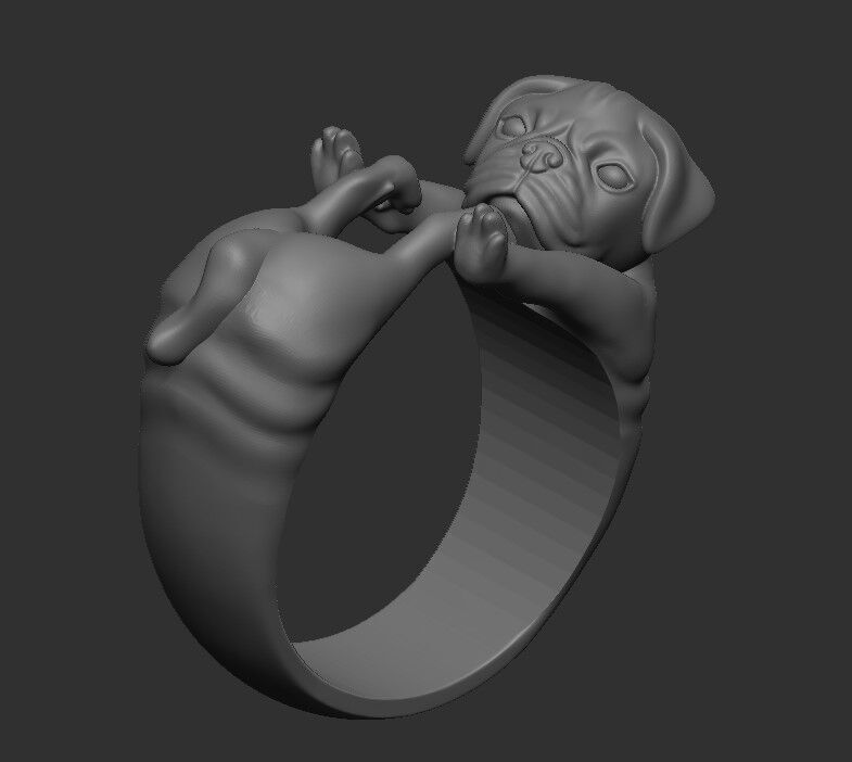 Ring Dog Pug 3D print model_4