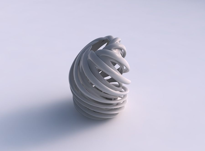 Vase double twisted with bulged and collapsed top streched top corner