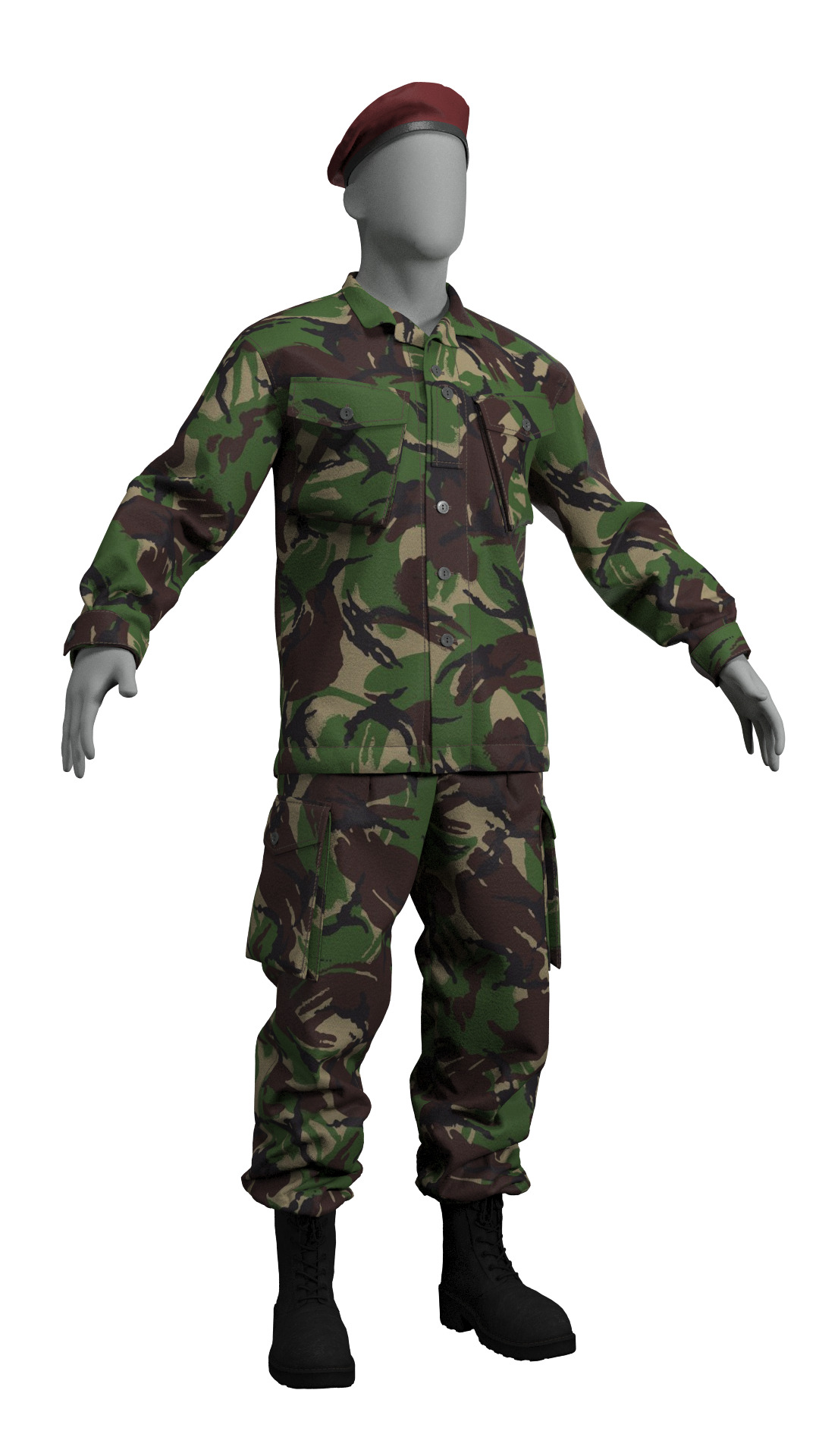 British DPM Combat Uniform CS95 - Marvelous Designer 3D model_3