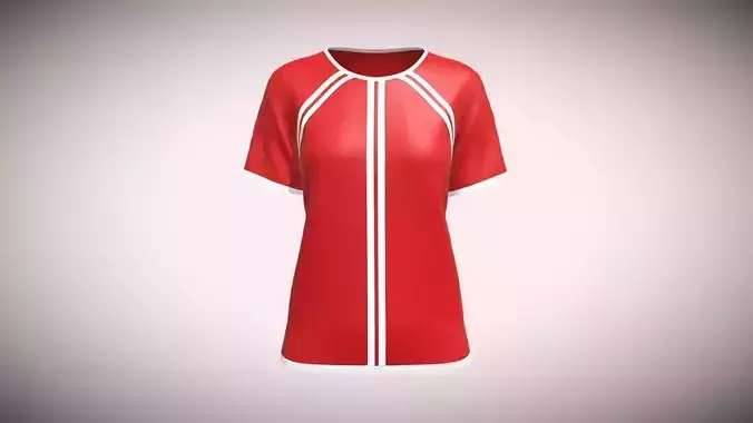 Ladies Red T-Shirt In Low Poly