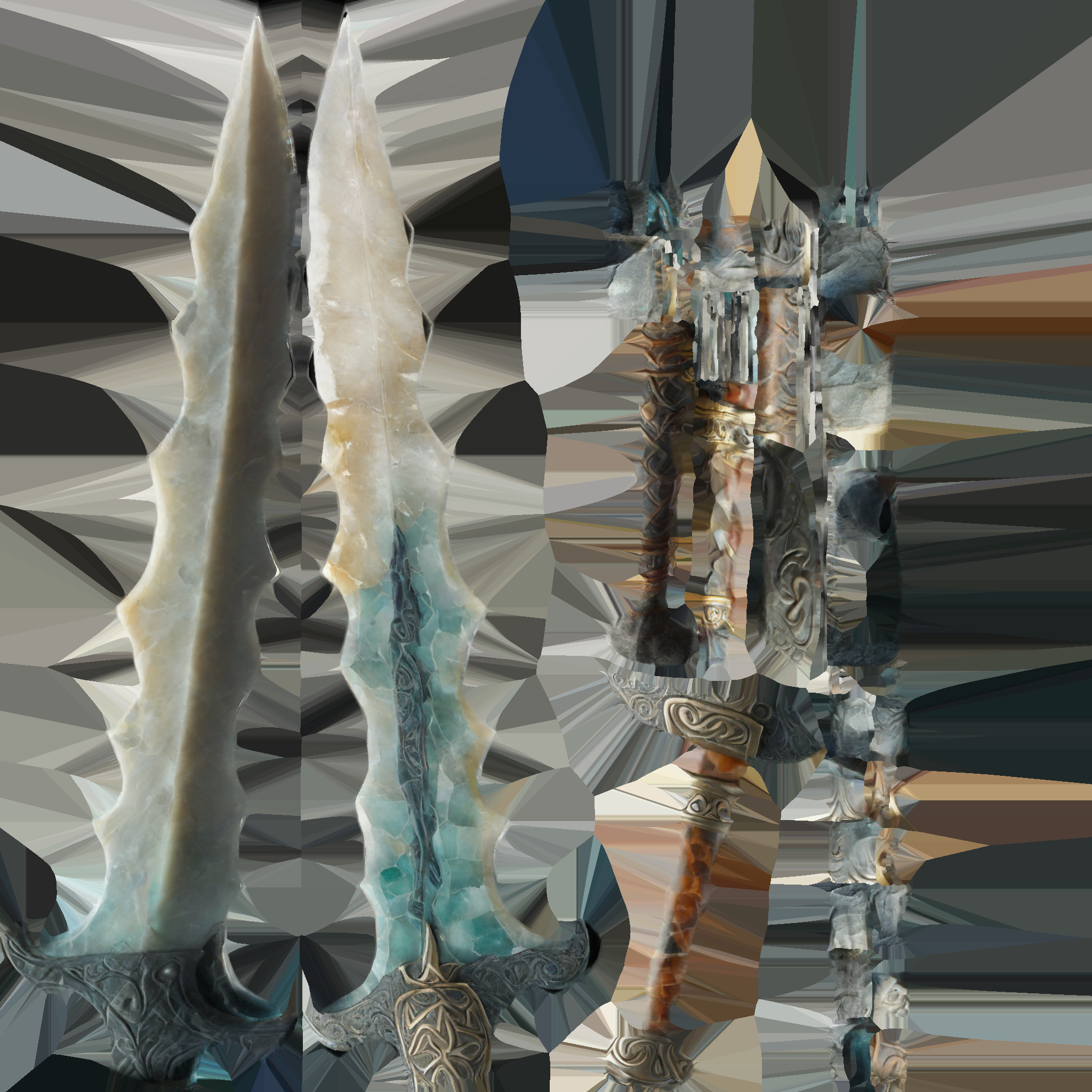 Flint Dagger With Full Of Artistic Sculpted Stone 3d Model 3D model_8