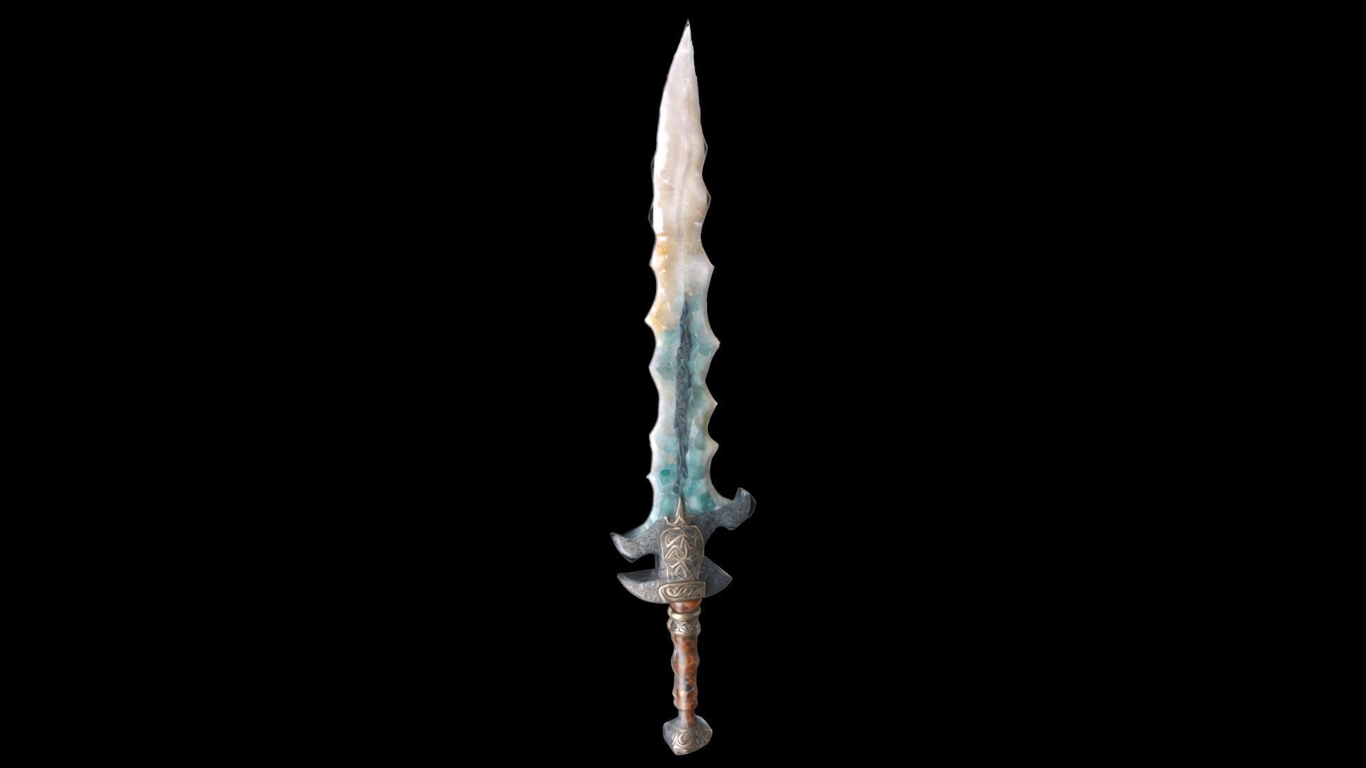 Flint Dagger With Full Of Artistic Sculpted Stone 3d Model 3D model_4