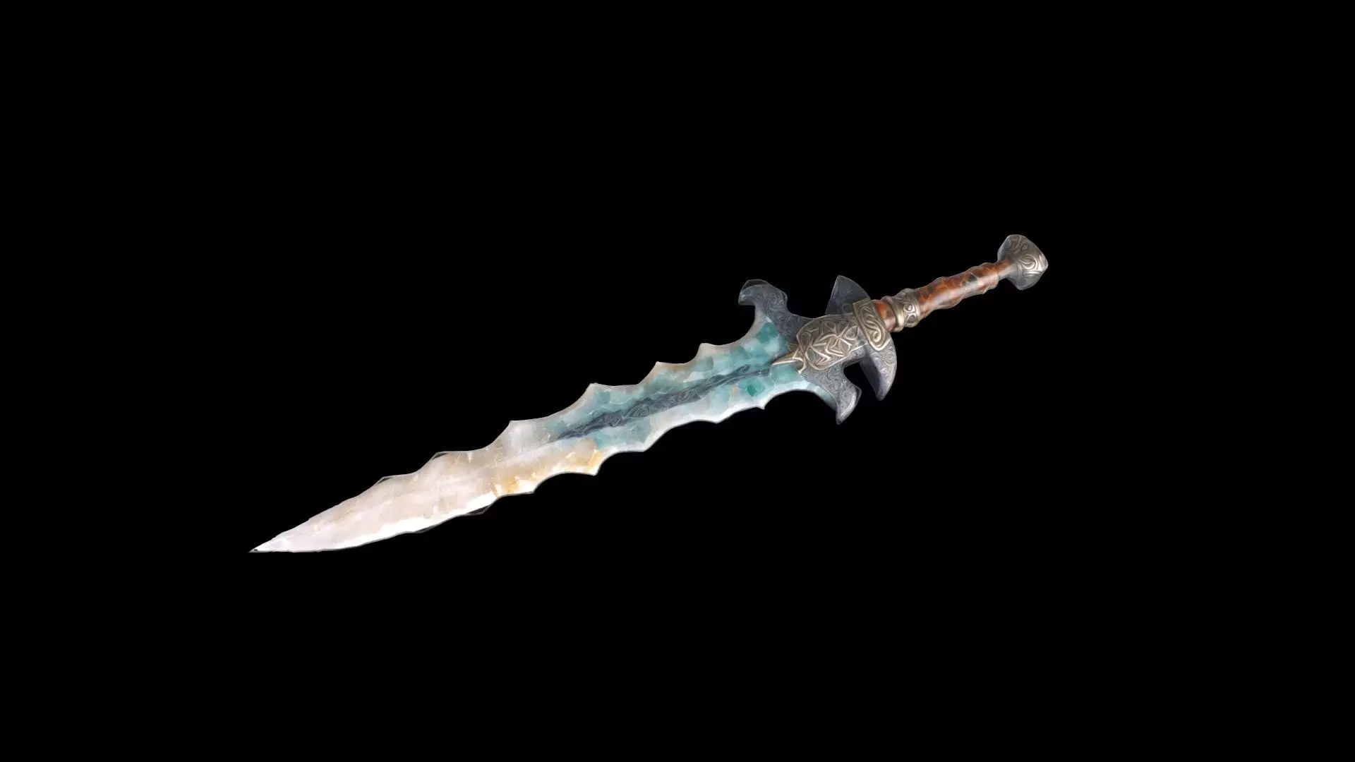 Flint Dagger With Full Of Artistic Sculpted Stone 3d Model 3D model_0