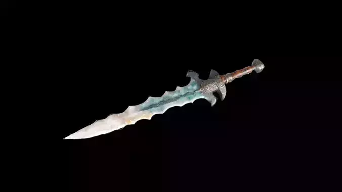 Flint Dagger With Full Of Artistic Sculpted Stone 3d Model 3D model
