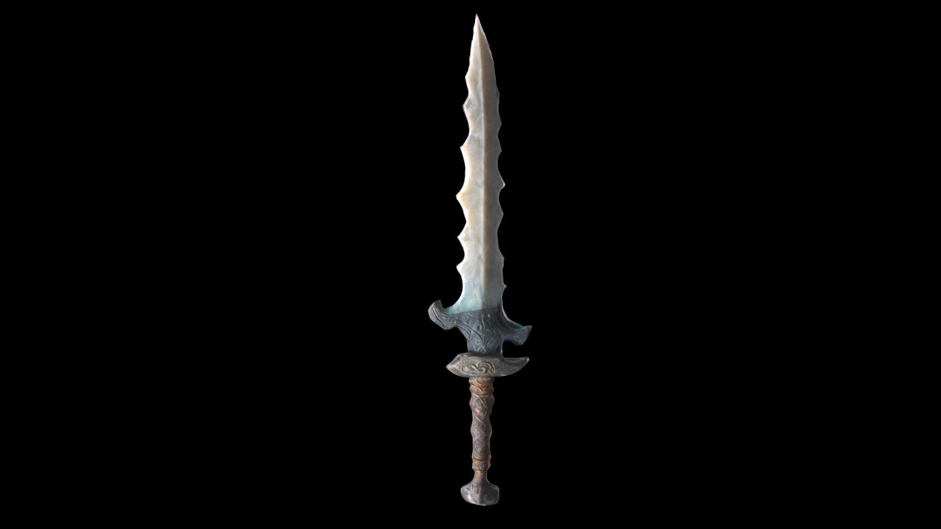 Flint Dagger With Full Of Artistic Sculpted Stone 3d Model 3D model_2