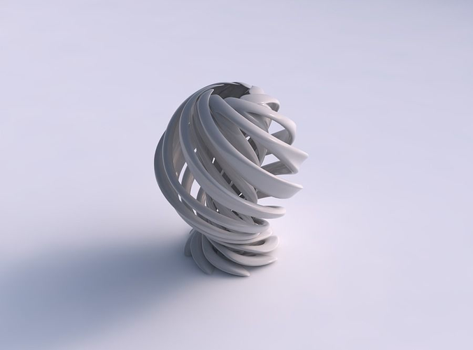 Vase double twisted large with wide collapsed top and squeezed mid section twisted and squeezed