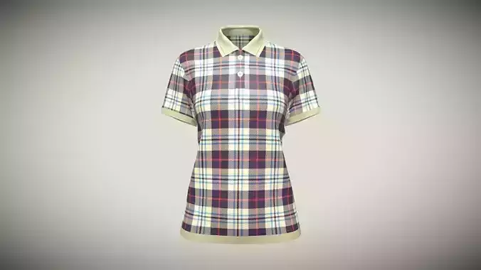 Ladies Striped Polo In Low Poly