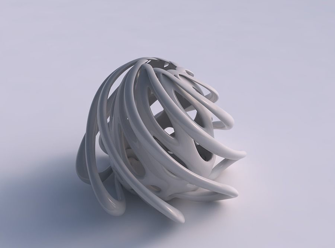 Vase double twisted wide bottom with collapsed top squeezed with streched top corner