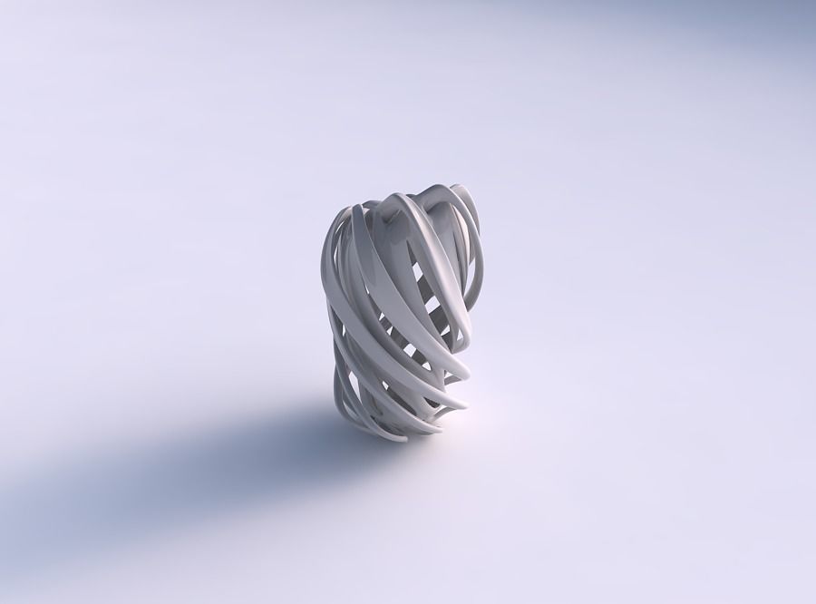 Vase double twisted funnel shape with collapsed top long top 3D print model_0