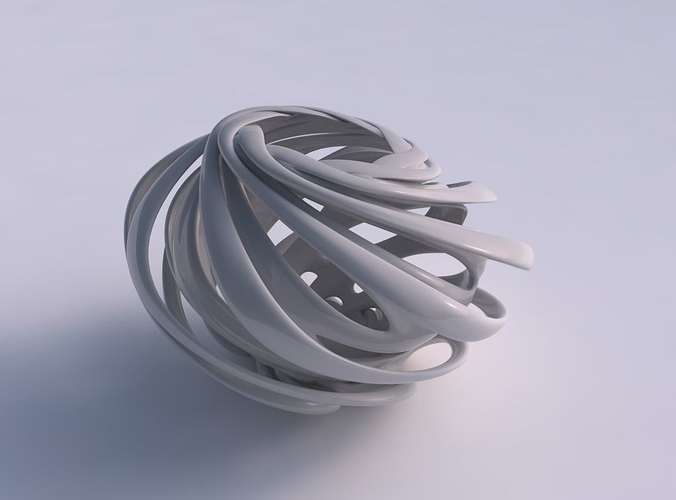 Vase double twisted small with collapsed top squeezed with streched top corner