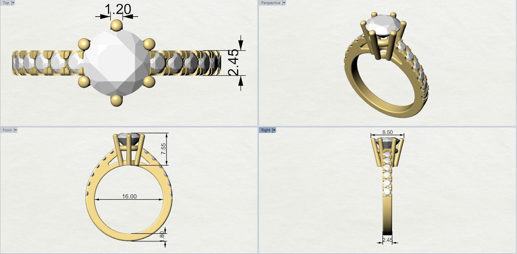 Engagment Solitaire Ring  3D print model_9