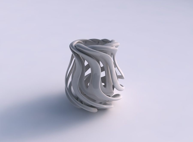 Vase double twisted small with collapsed top eccentric
