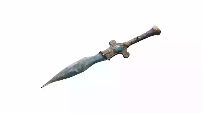 Flint Dagger With Full Of Artistic Sculpted Stone 3d Model 3D model
