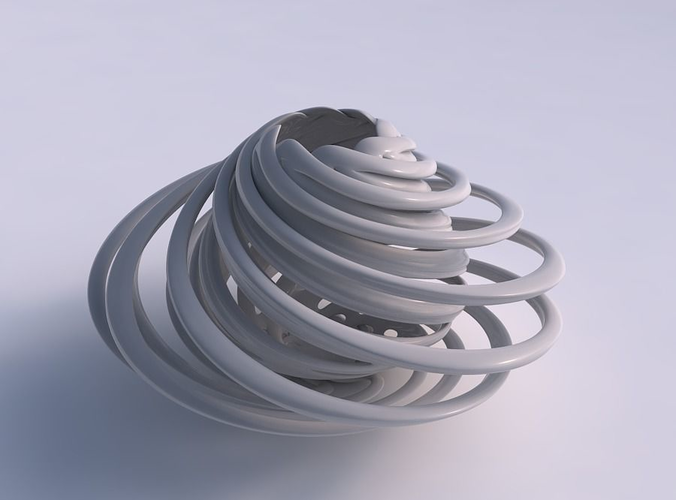 Vase double twisted bulged with collapsed top twisted and squeezed