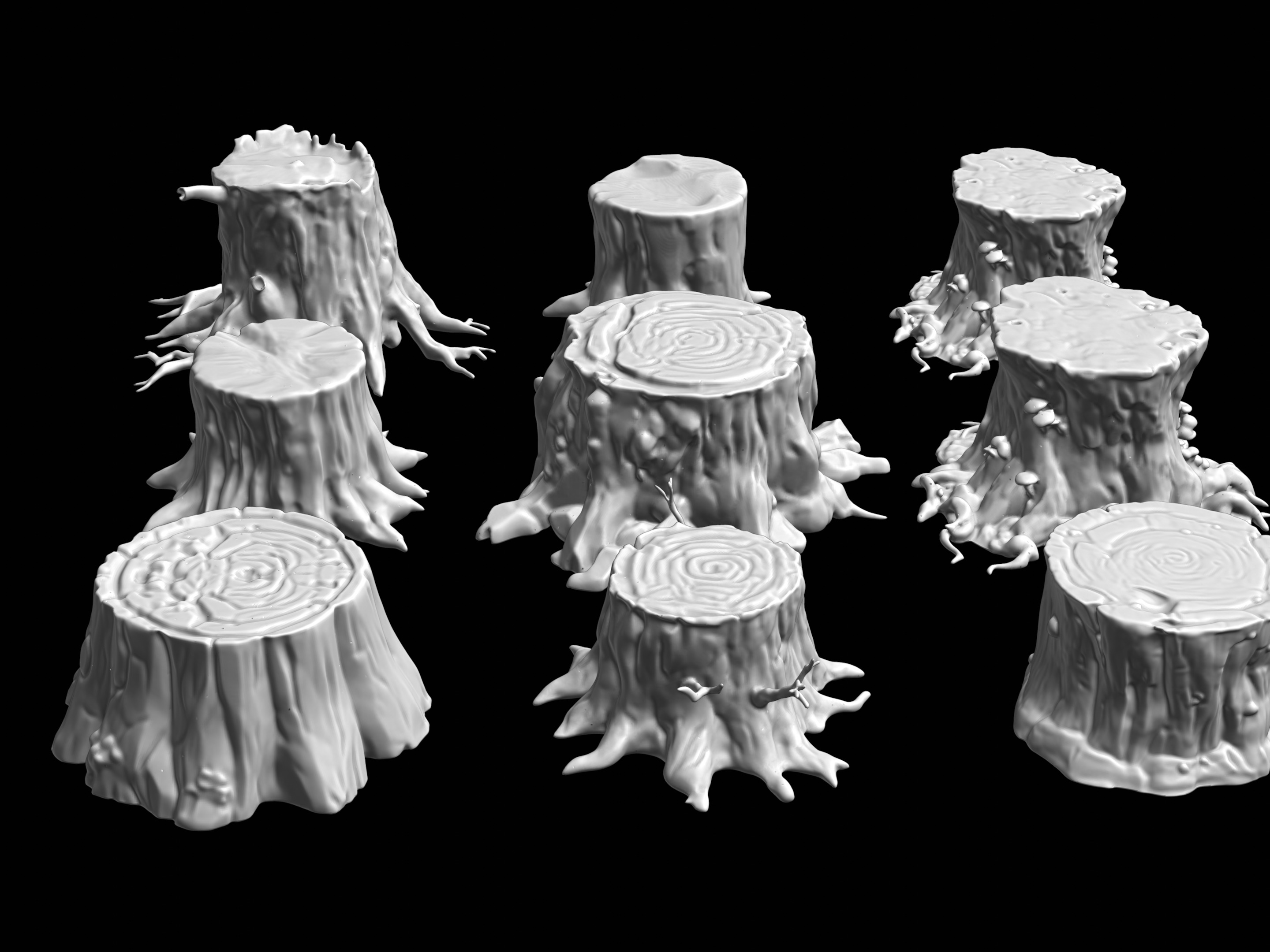 Tree Stumps Pack Low-poly 3D model_12