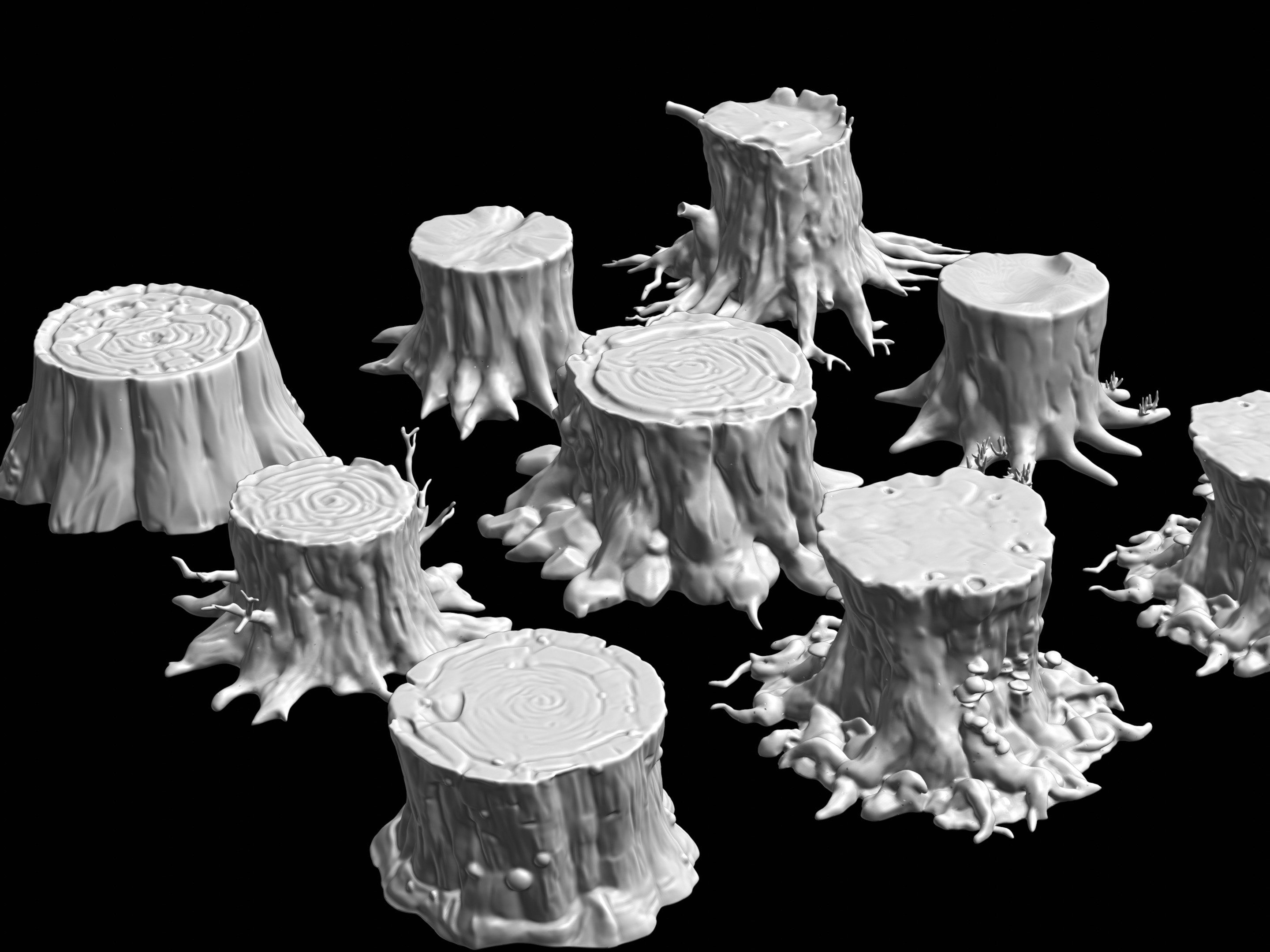 Tree Stumps Pack Low-poly 3D model_11