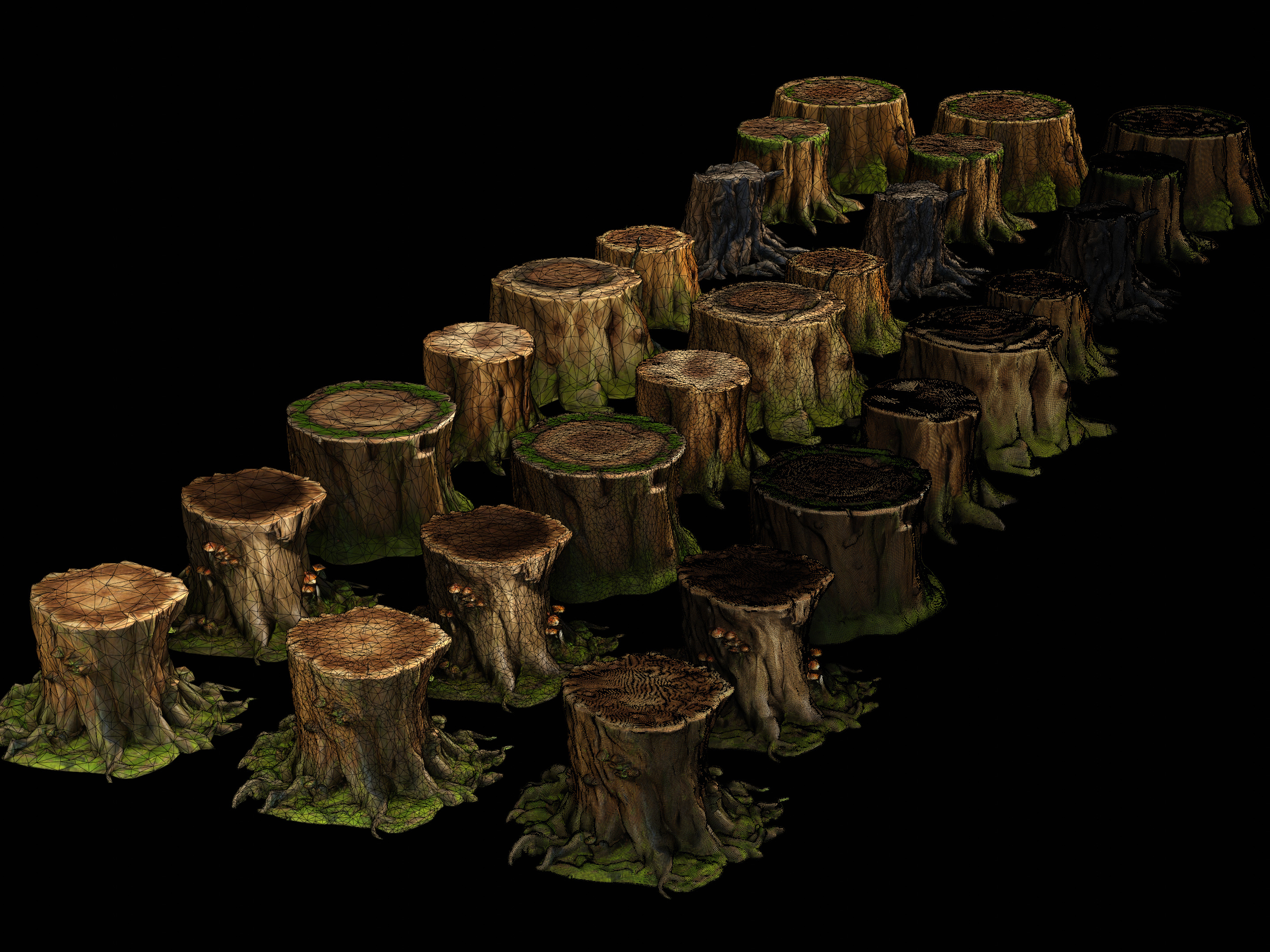 Tree Stumps Pack Low-poly 3D model_14