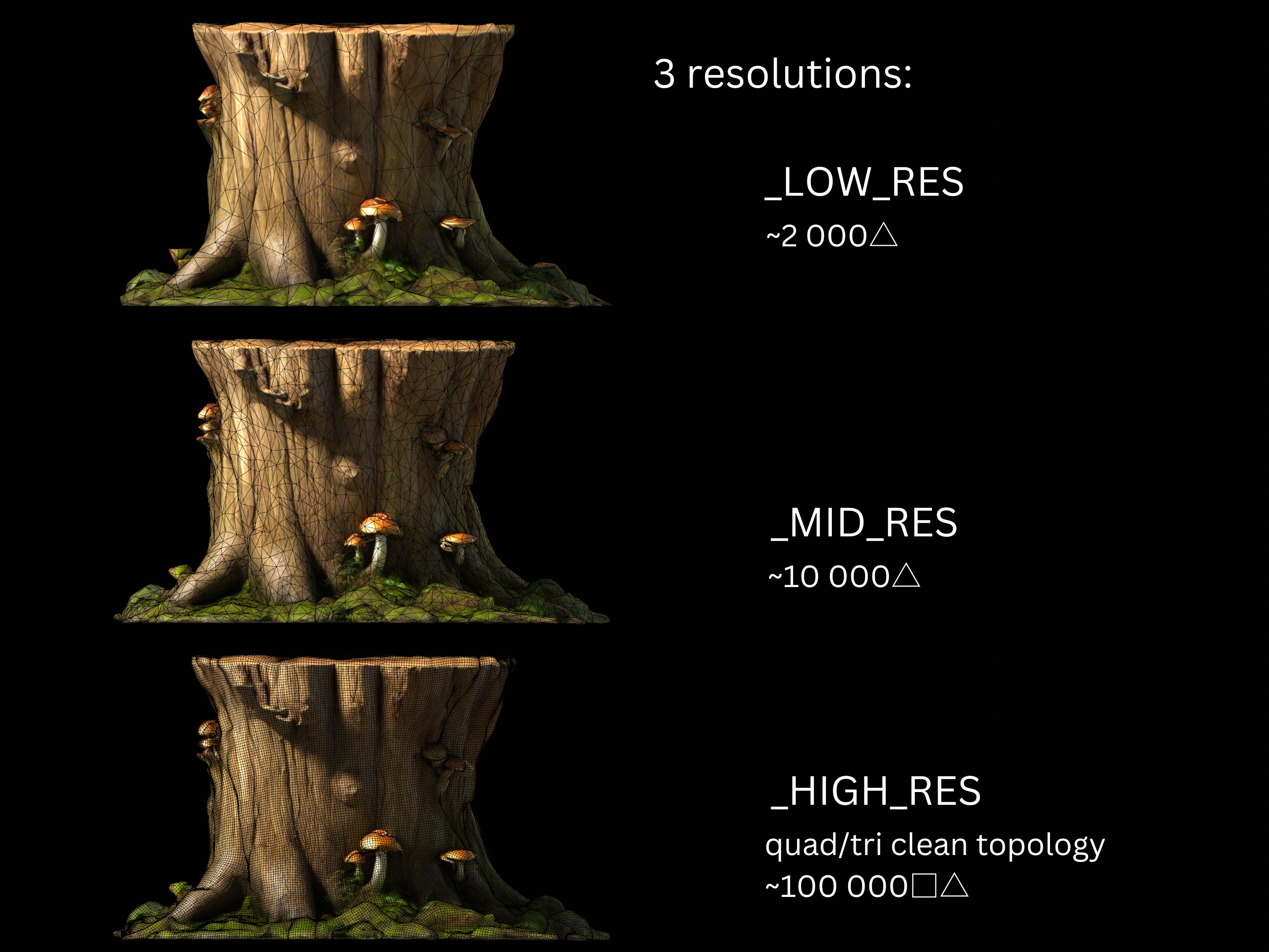 Tree Stumps Pack Low-poly 3D model_1