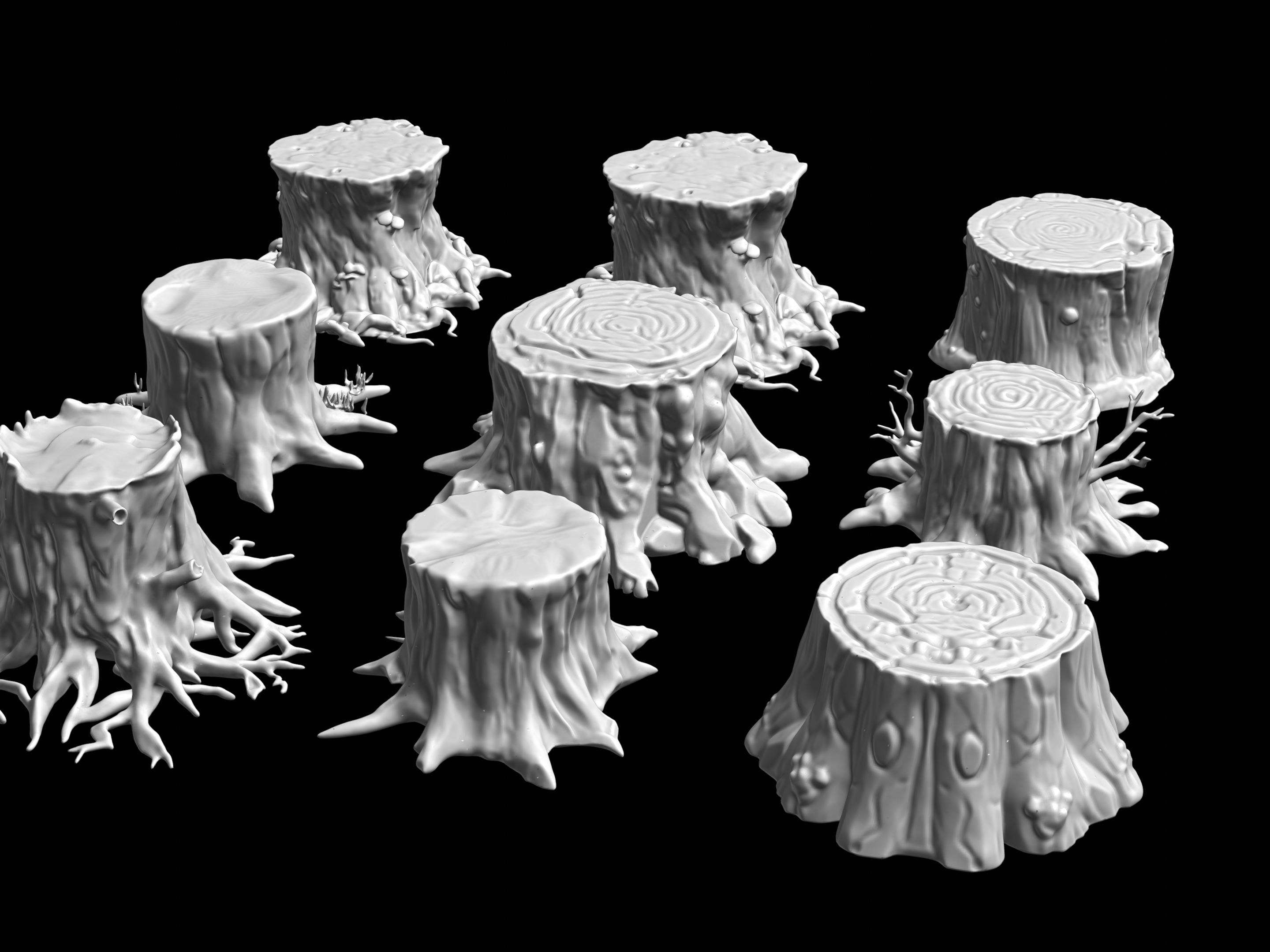 Tree Stumps Pack Low-poly 3D model_13