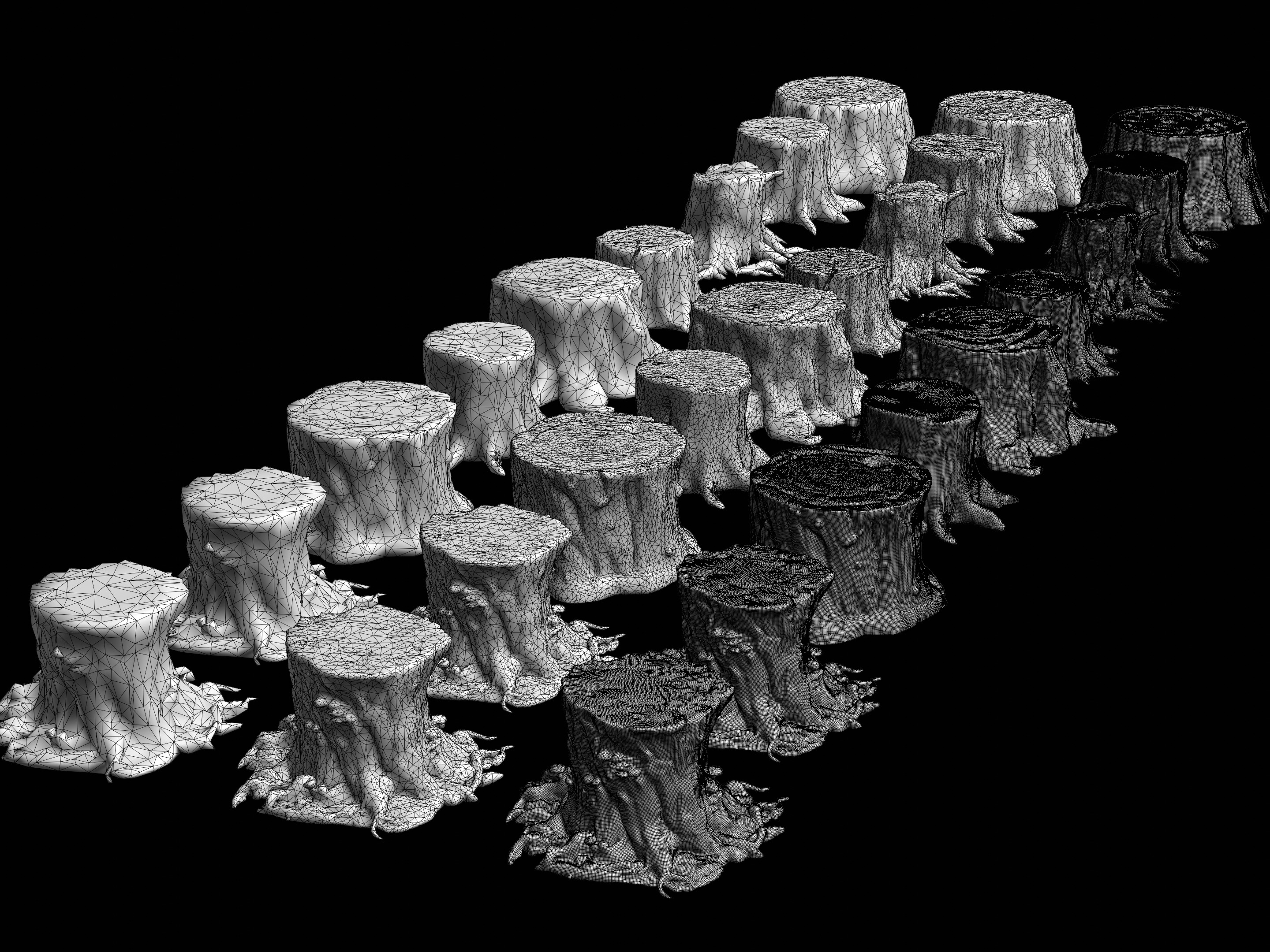 Tree Stumps Pack Low-poly 3D model_15