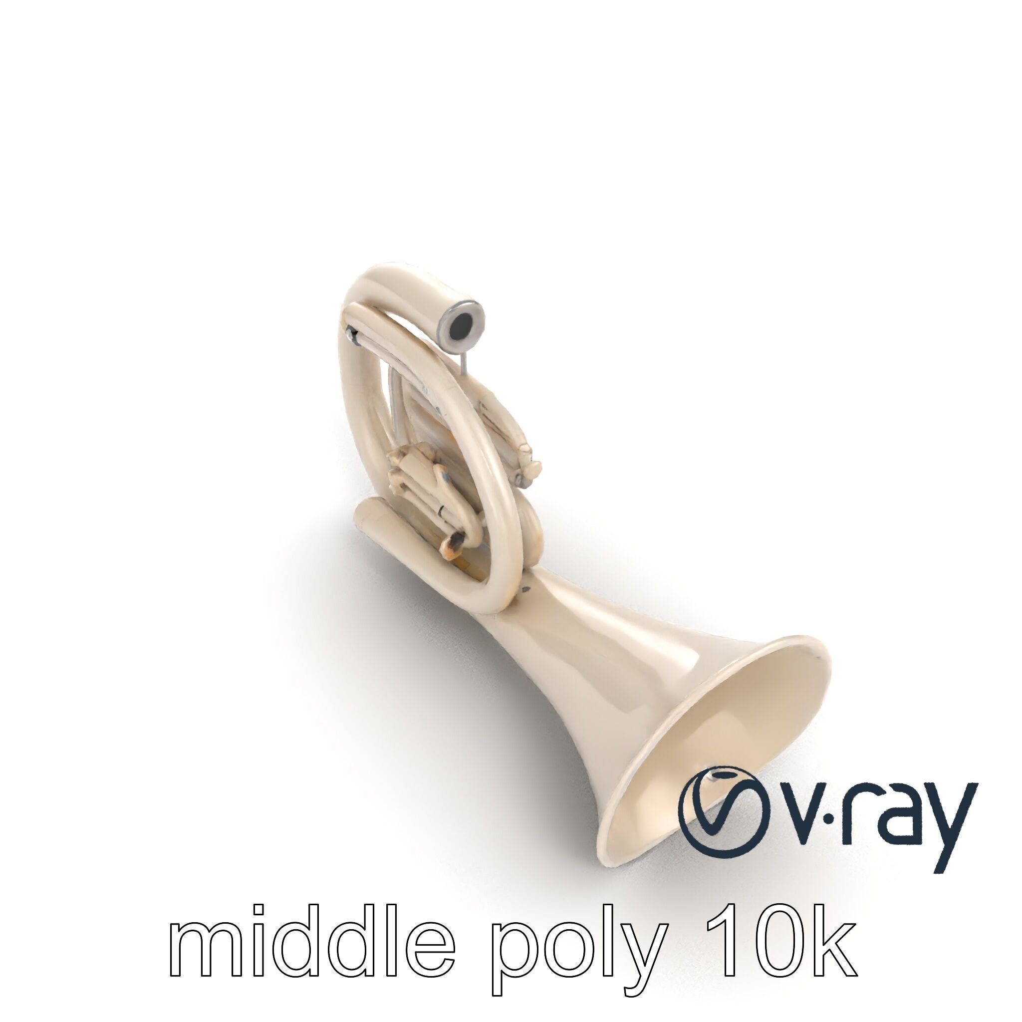 Pearl-white Tuba Model Pack with Conical Tubing Low-poly 3D model_8