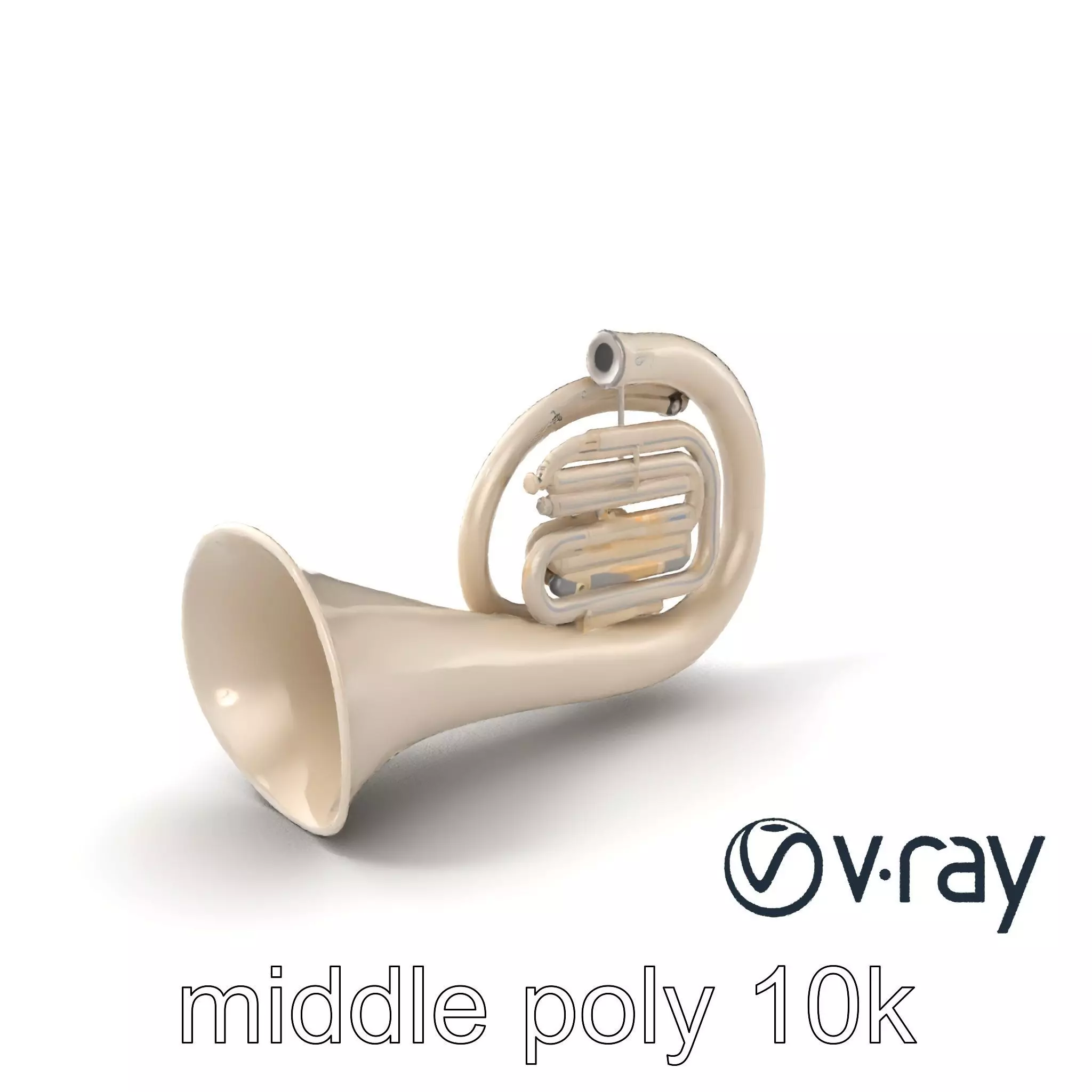 Pearl-white Tuba Model Pack with Conical Tubing Low-poly 3D model_0