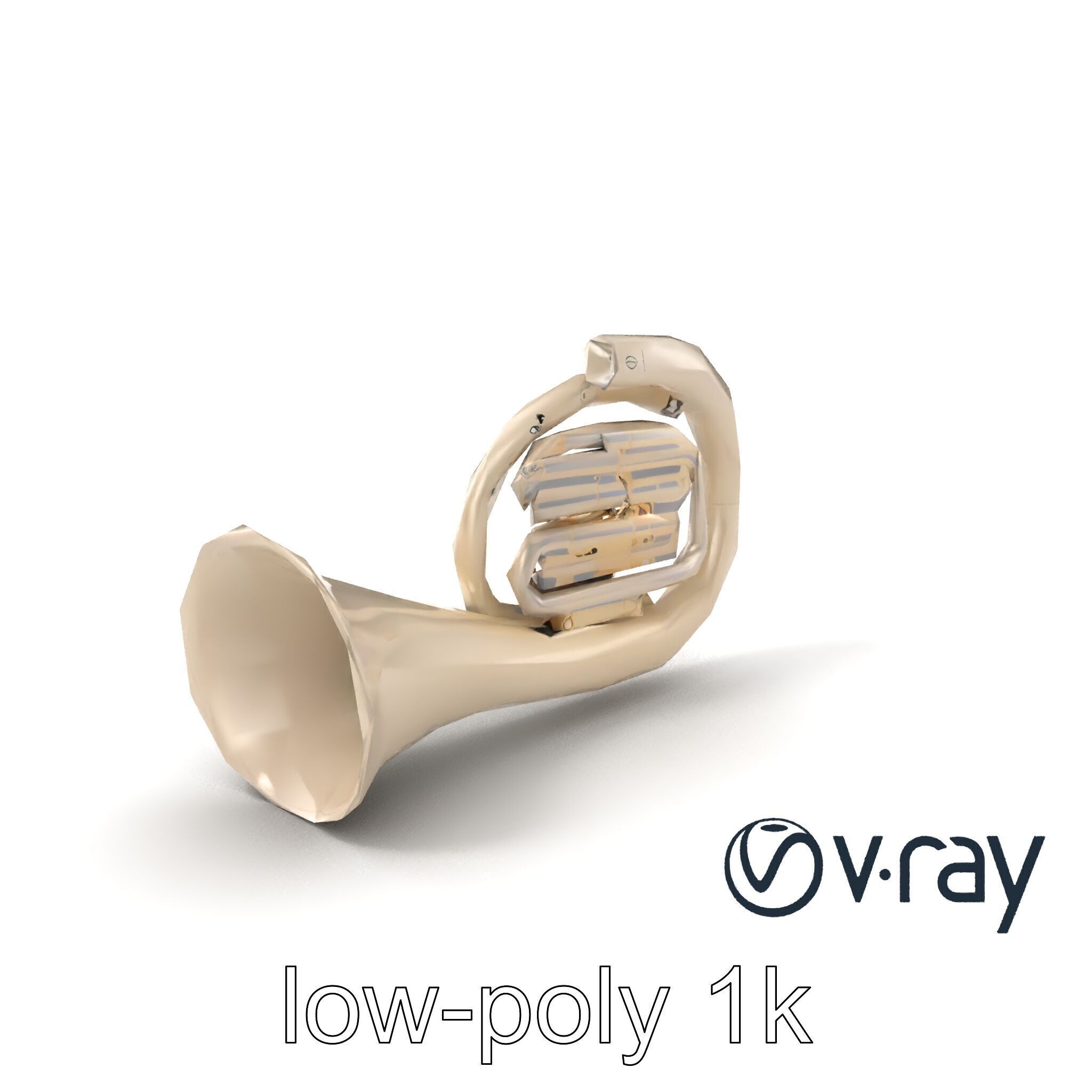 Pearl-white Tuba Model Pack with Conical Tubing Low-poly 3D model_3