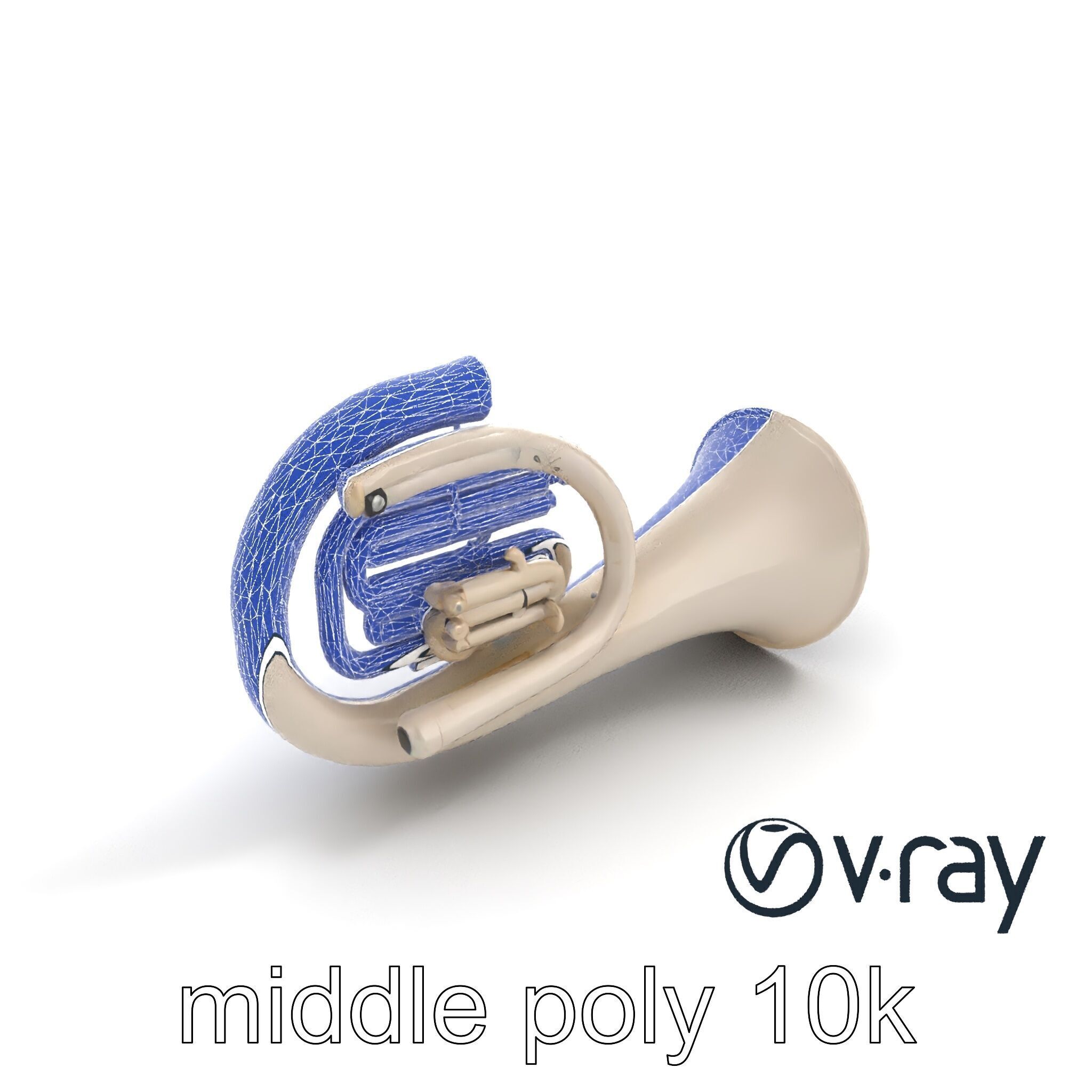 Pearl-white Tuba Model Pack with Conical Tubing Low-poly 3D model_25