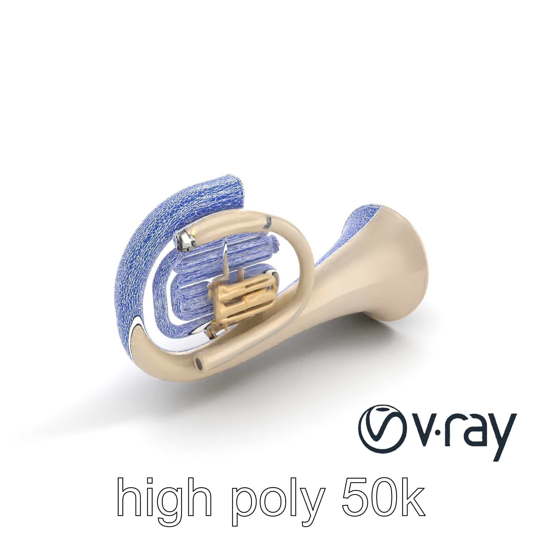 Pearl-white Tuba Model Pack with Conical Tubing Low-poly 3D model_26