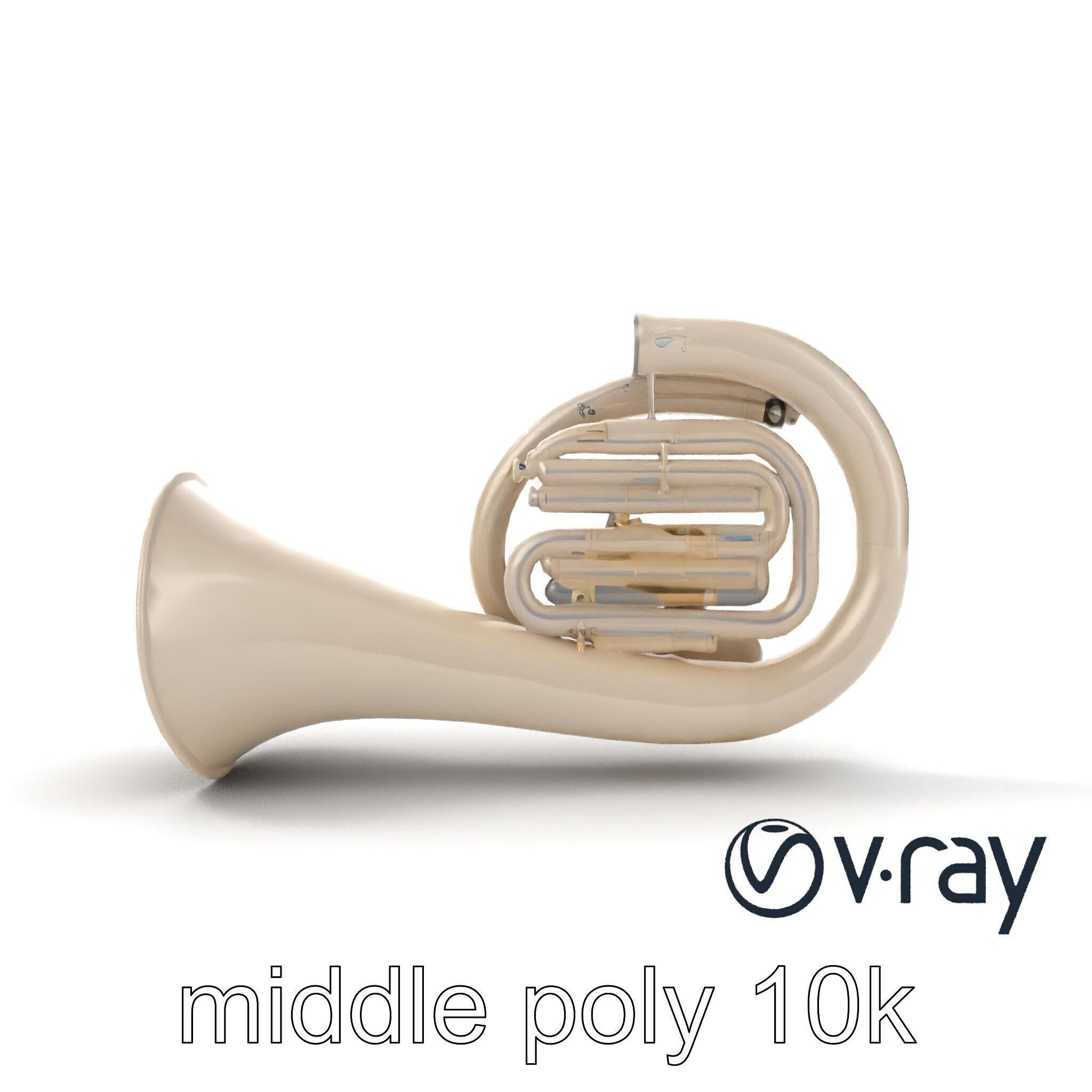 Pearl-white Tuba Model Pack with Conical Tubing Low-poly 3D model_11