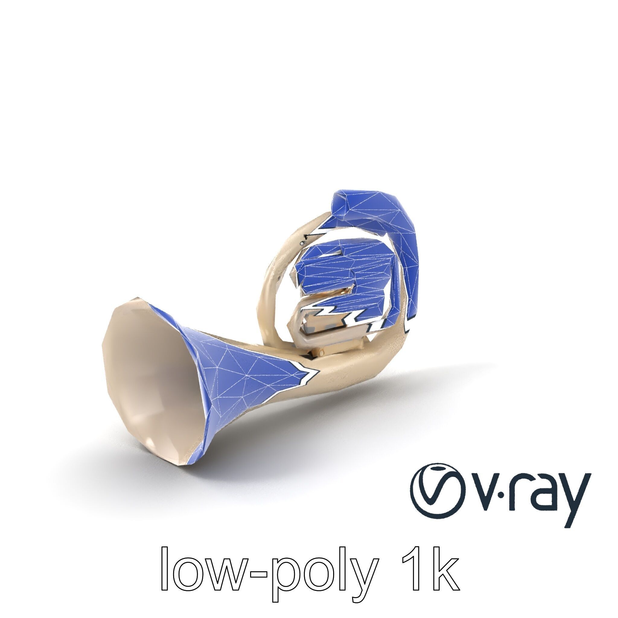 Pearl-white Tuba Model Pack with Conical Tubing Low-poly 3D model_6