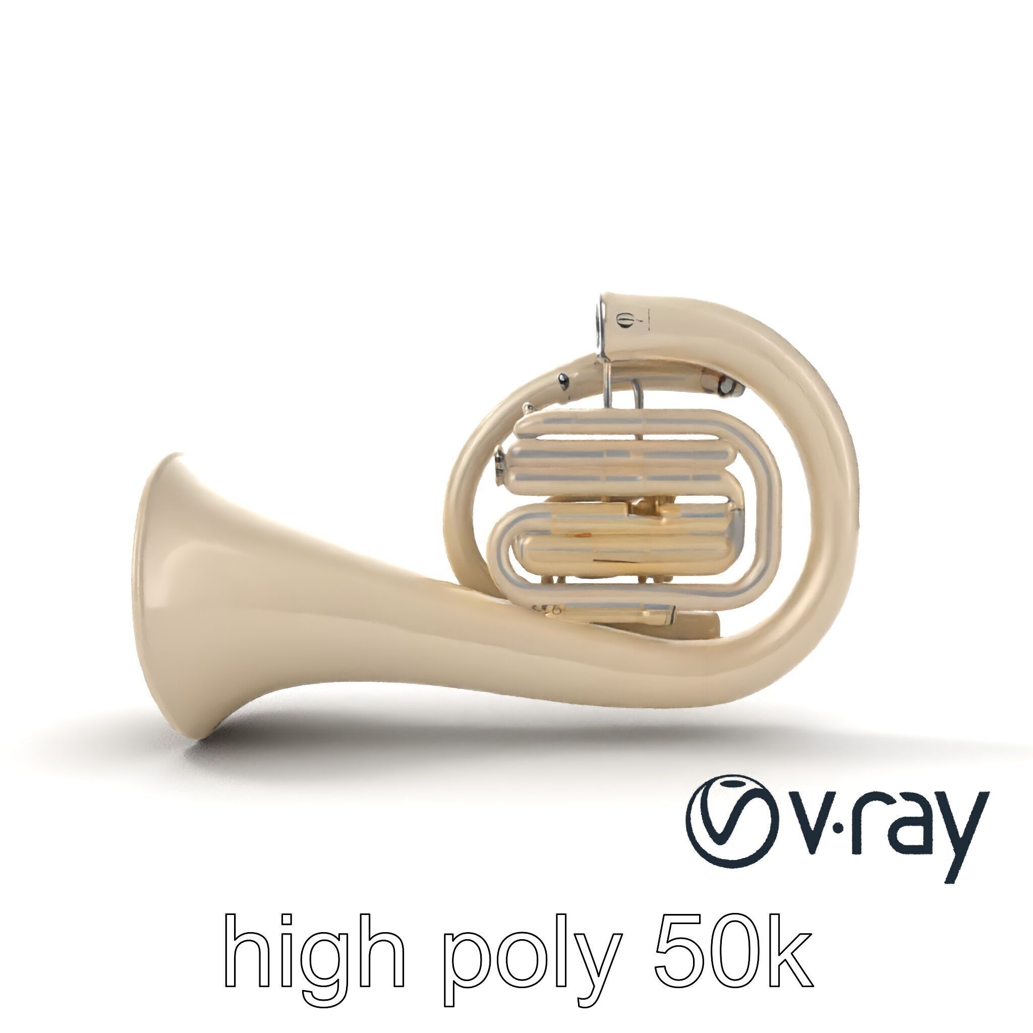 Pearl-white Tuba Model Pack with Conical Tubing Low-poly 3D model_18