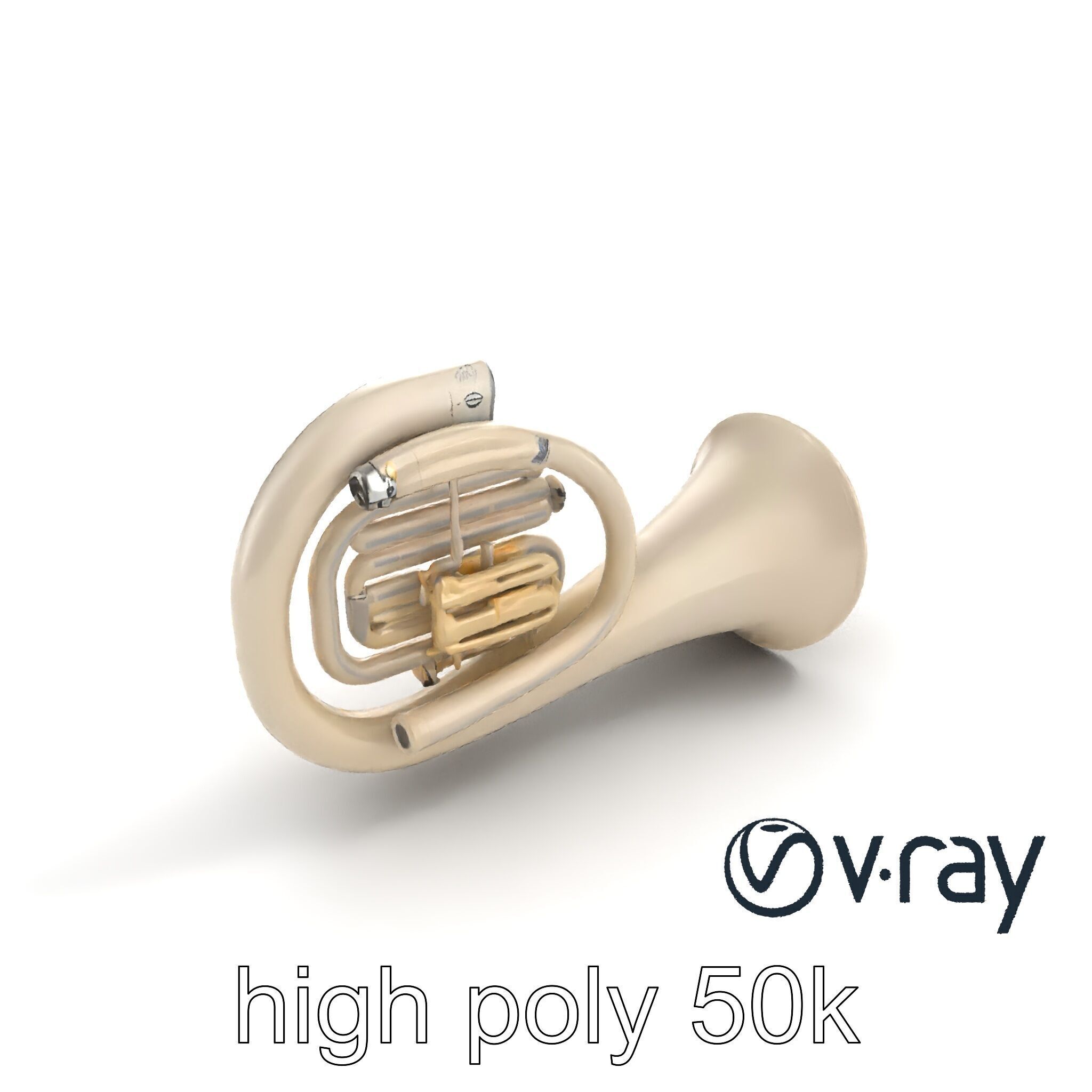 Pearl-white Tuba Model Pack with Conical Tubing Low-poly 3D model_30