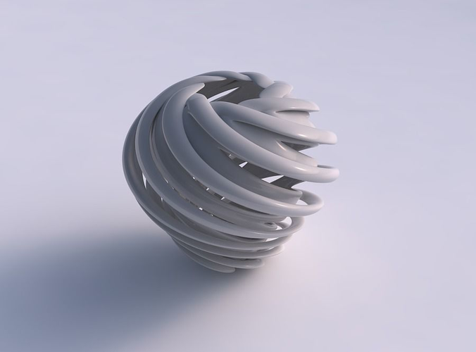 Vase double twisted with bulged and collapsed top twisted and squeezed