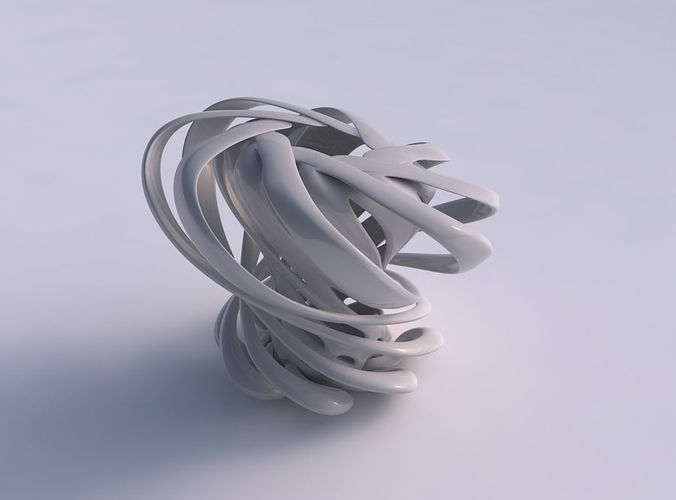 Vase double twisted small with wide collapsed top and squeezed mid section squeezed with streched top corner