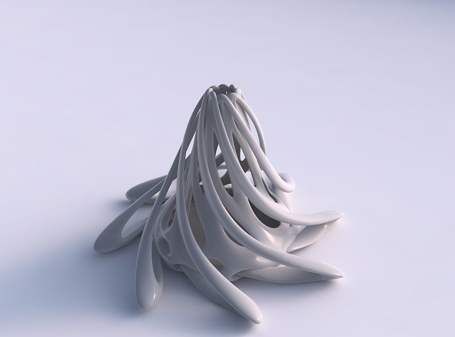 Vase double twisted wide bottom with collapsed top streched top 3D print model_0