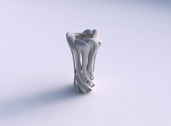 Vase double twisted with bulged and collapsed top streched an... 3D print model