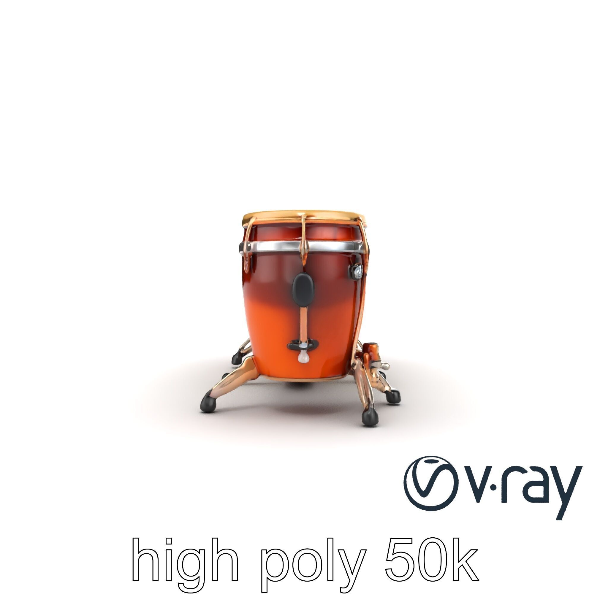 Timpani Drums with Copper Bowls Model Pack Low-poly 3D model_13