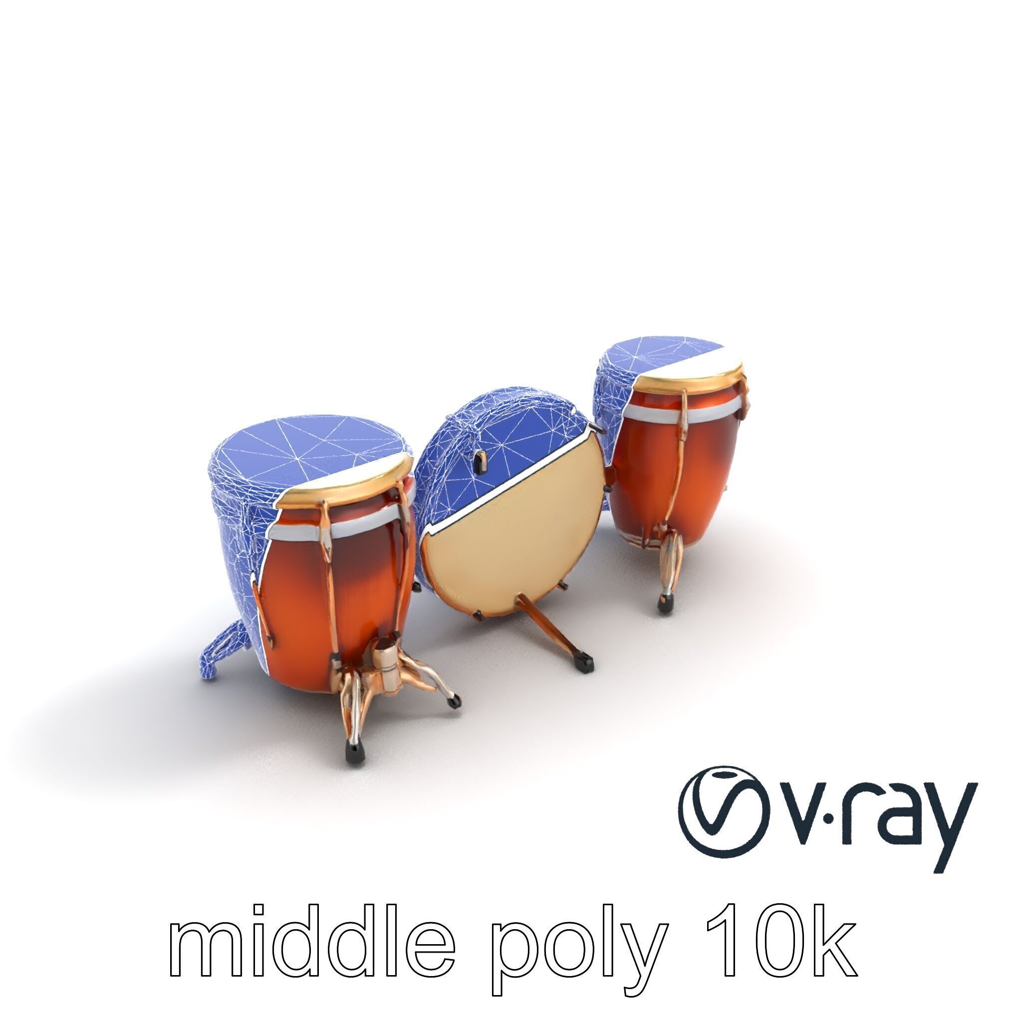 Timpani Drums with Copper Bowls Model Pack Low-poly 3D model_11