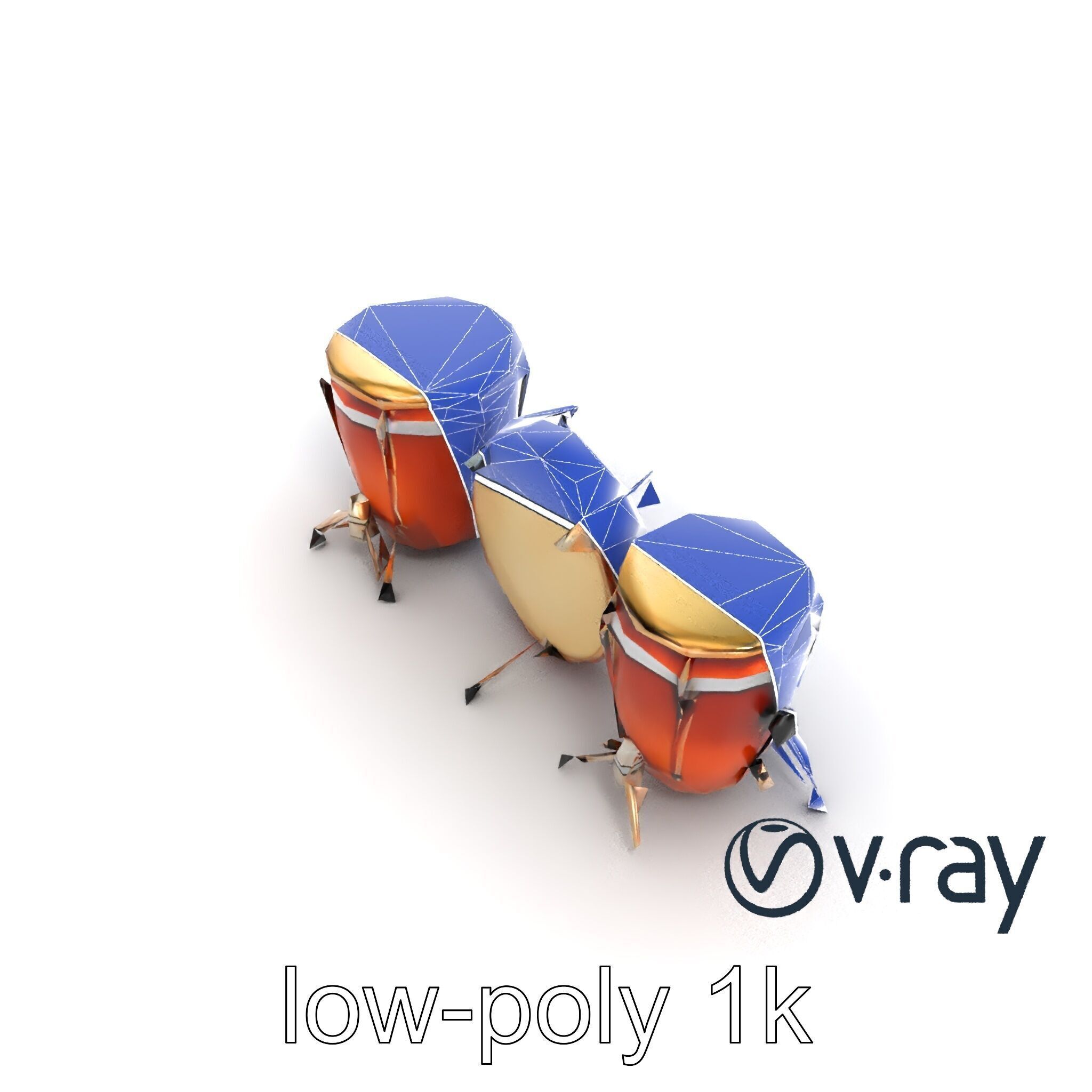 Timpani Drums with Copper Bowls Model Pack Low-poly 3D model_19