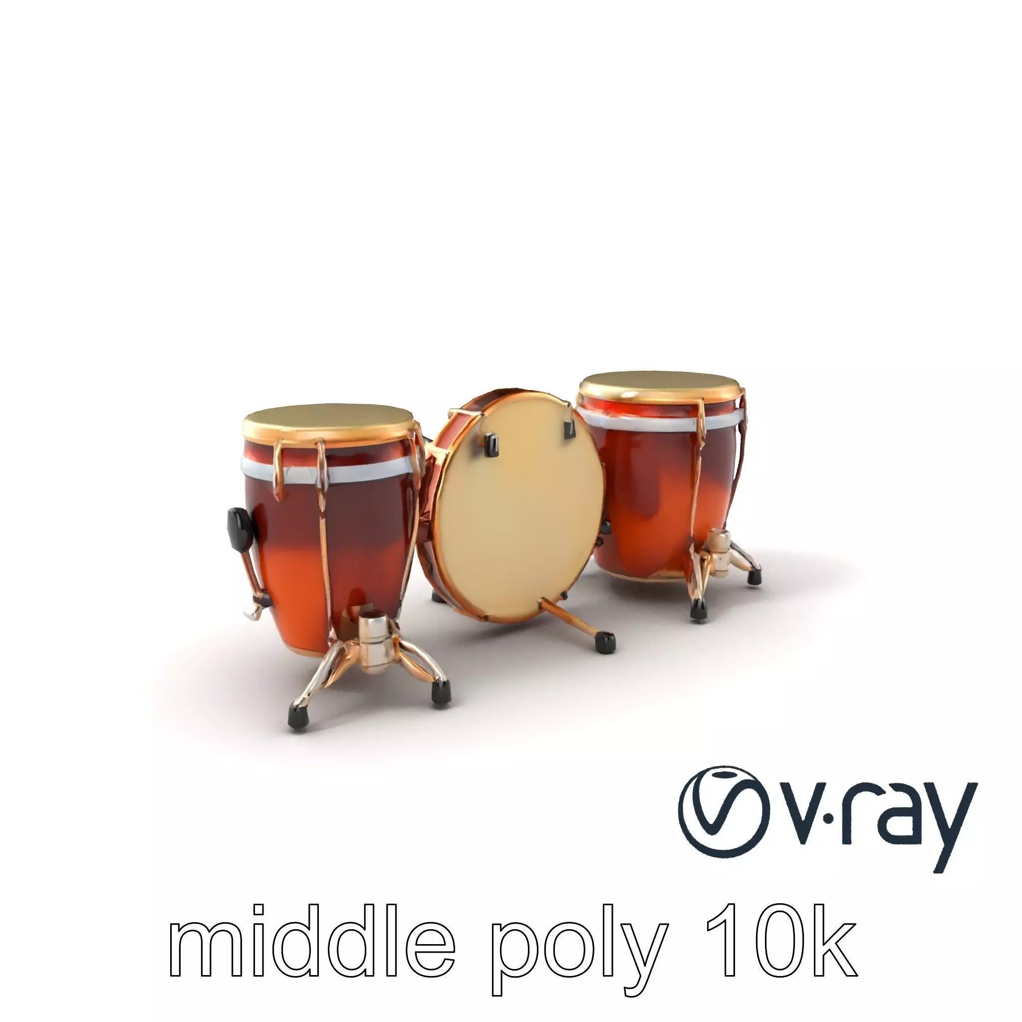 Timpani Drums with Copper Bowls Model Pack Low-poly 3D model_0