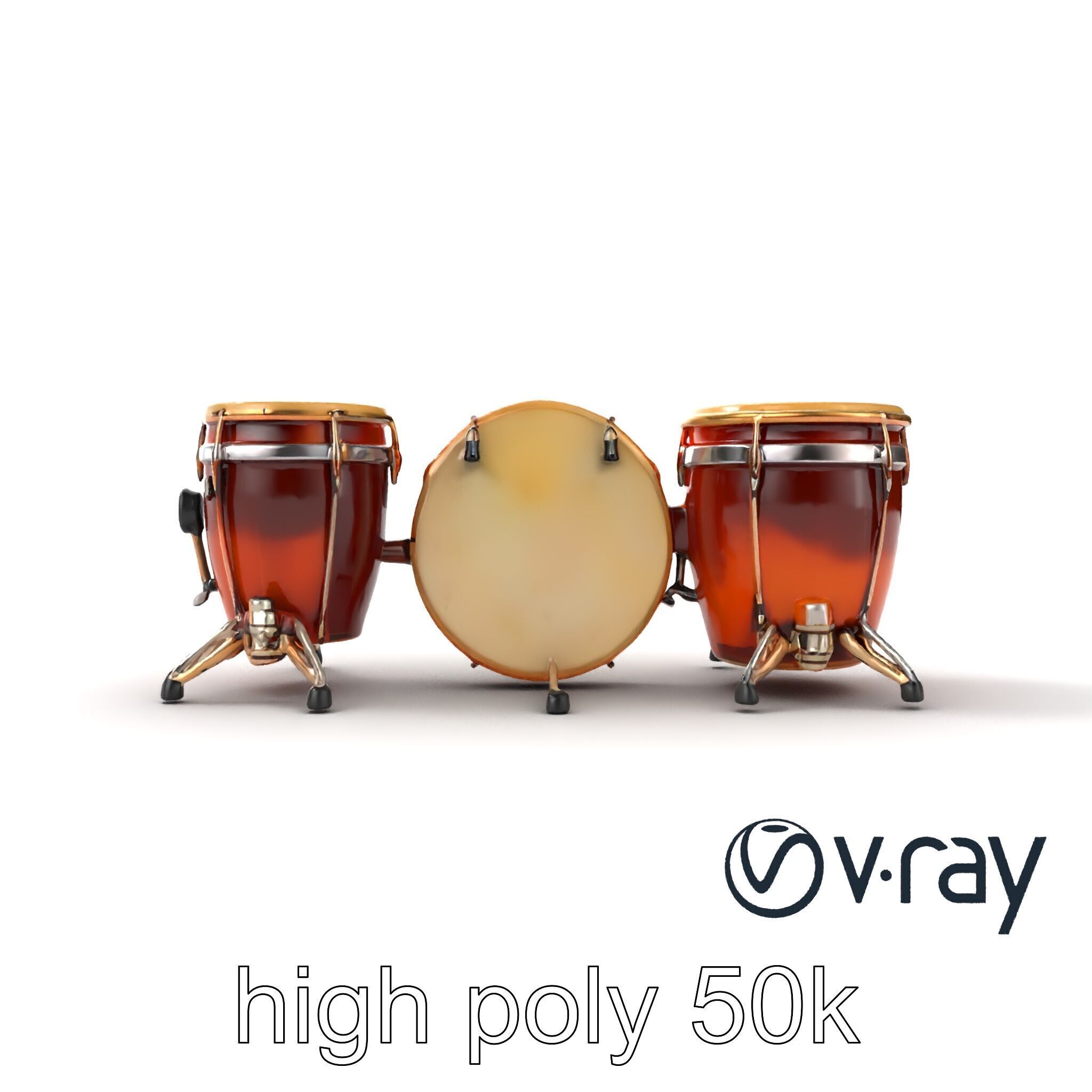 Timpani Drums with Copper Bowls Model Pack Low-poly 3D model_24