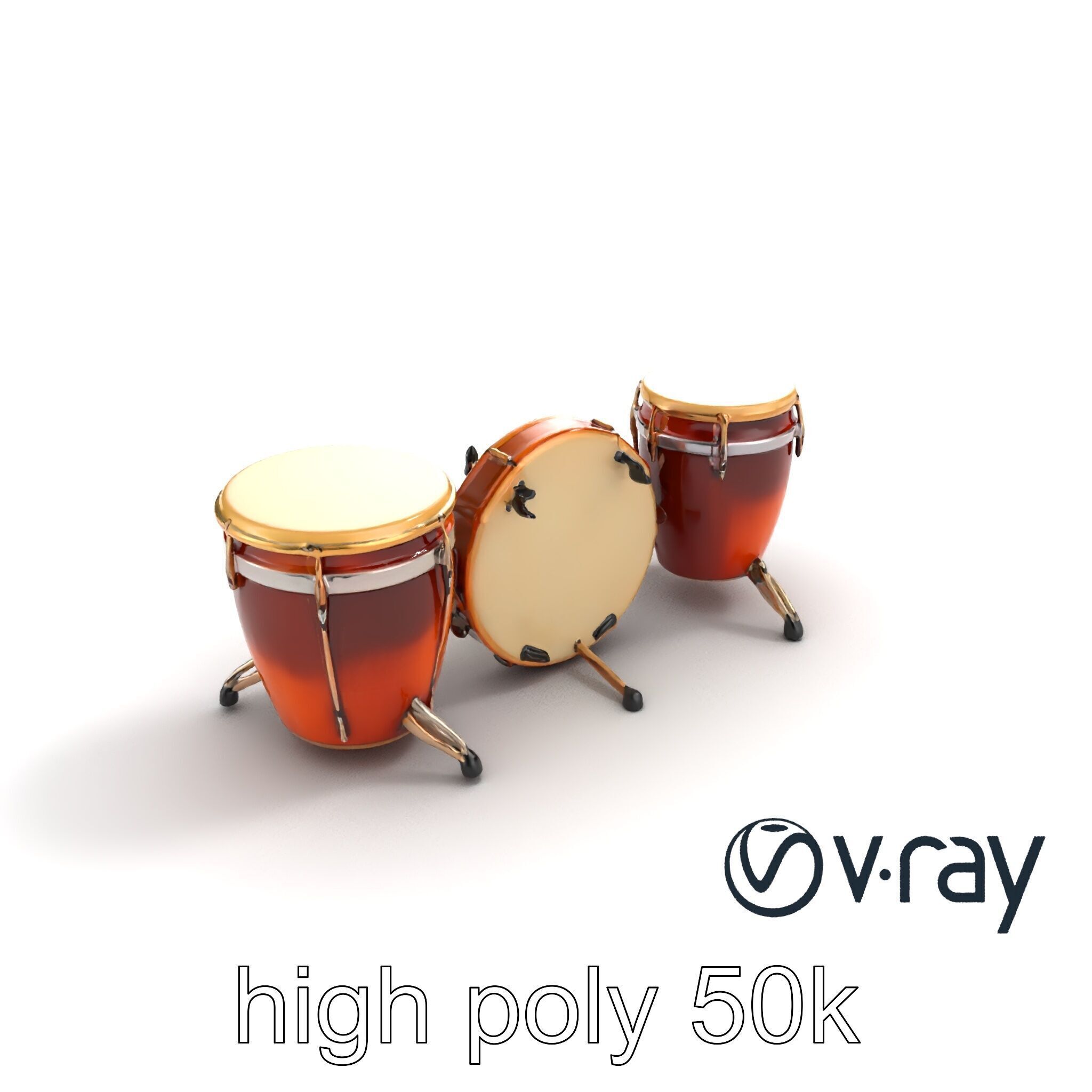 Timpani Drums with Copper Bowls Model Pack Low-poly 3D model_10