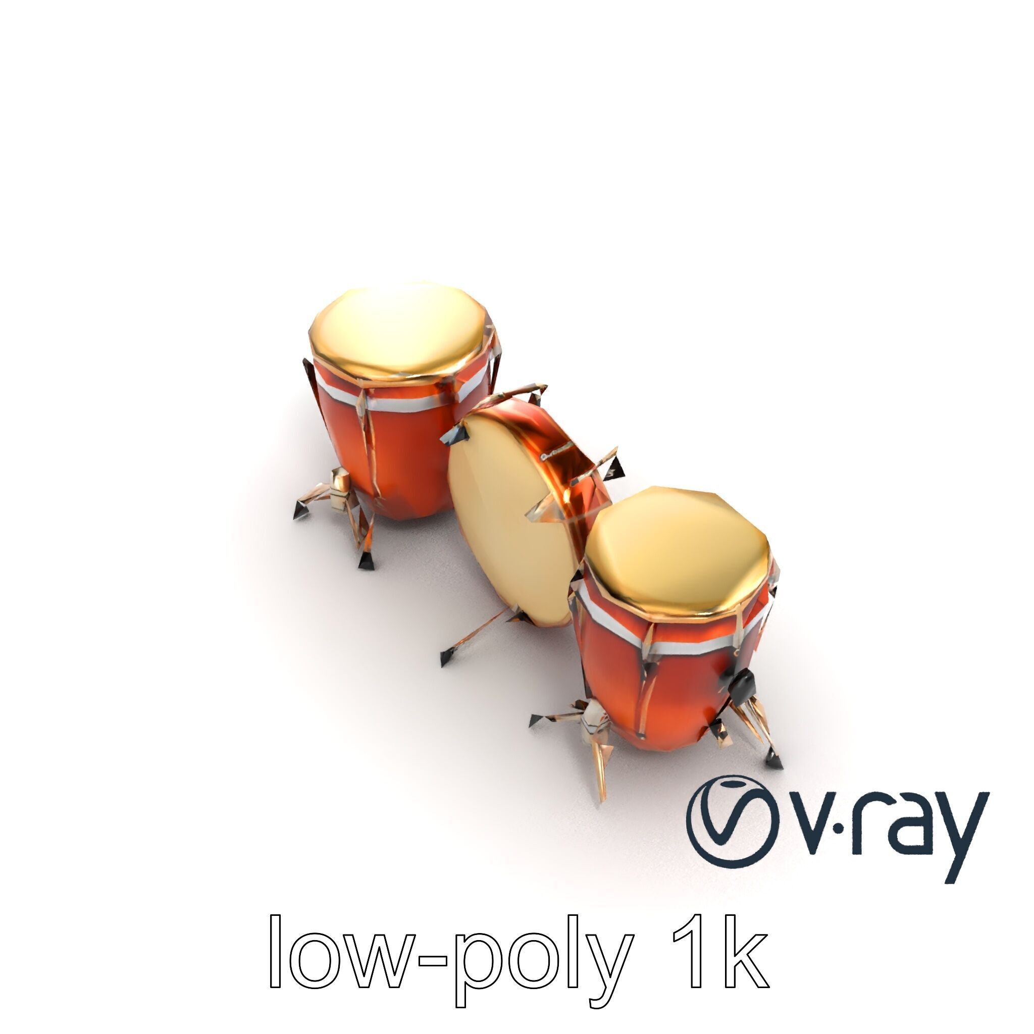 Timpani Drums with Copper Bowls Model Pack Low-poly 3D model_9