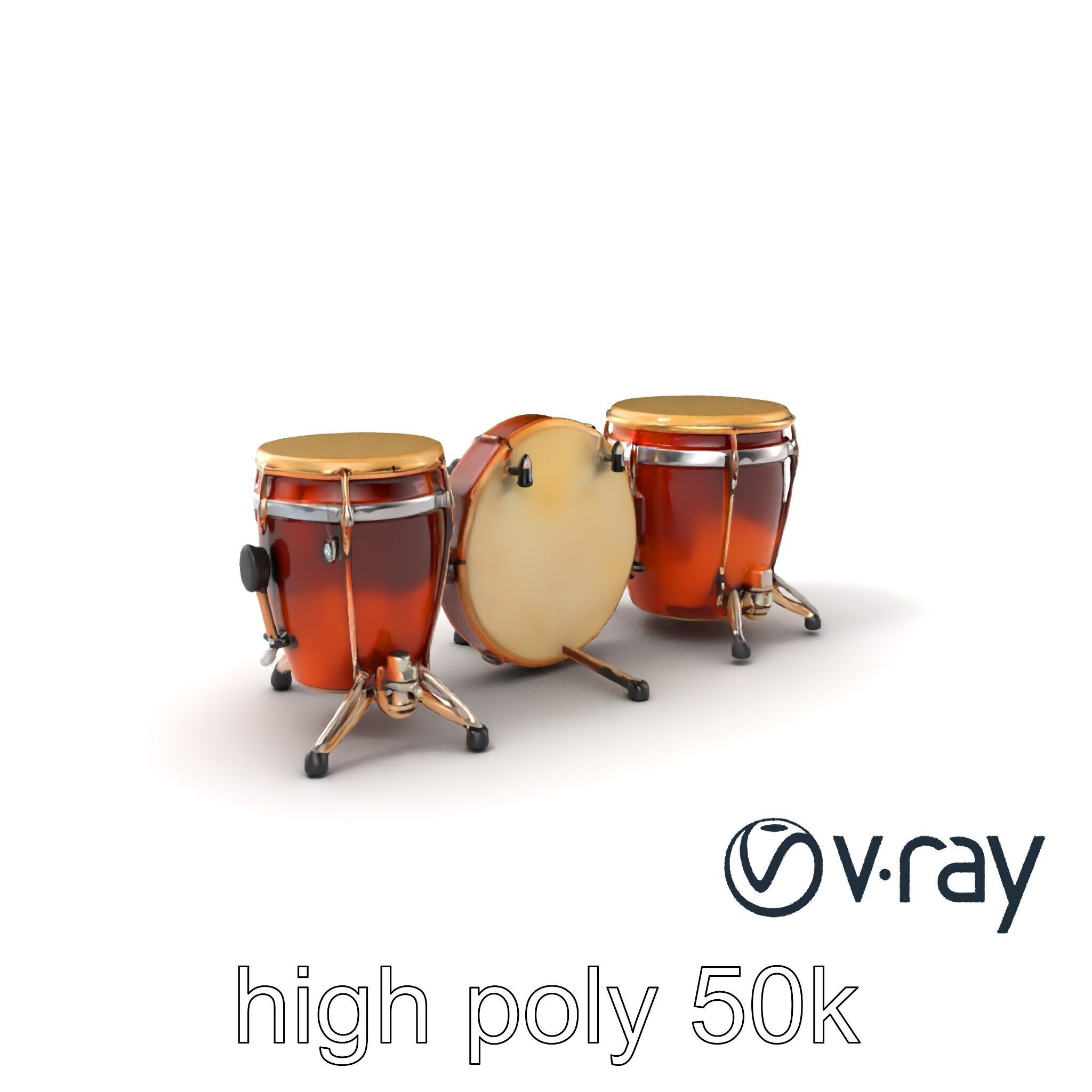 Timpani Drums with Copper Bowls Model Pack Low-poly 3D model_7
